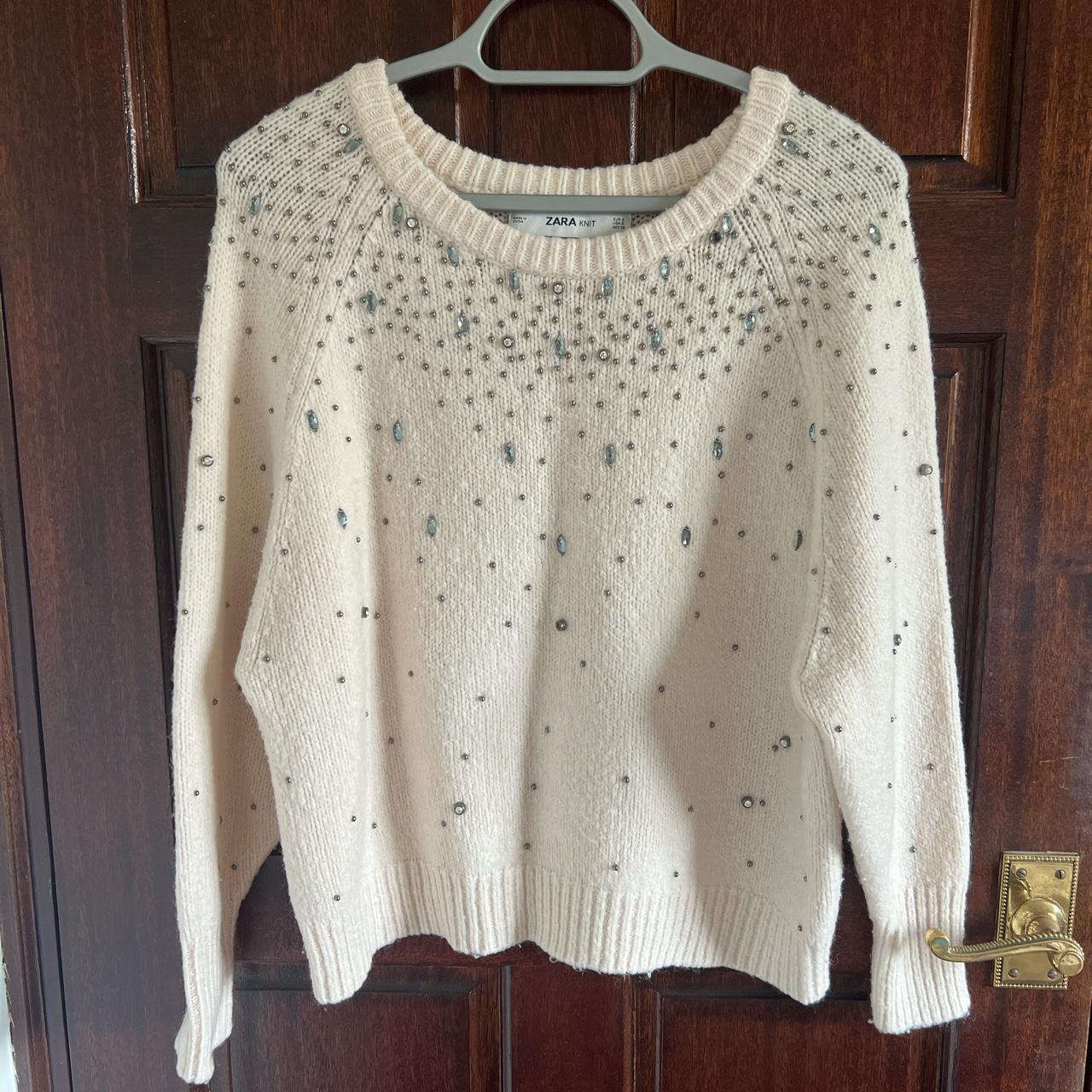 Pearl embellished shop jumper zara