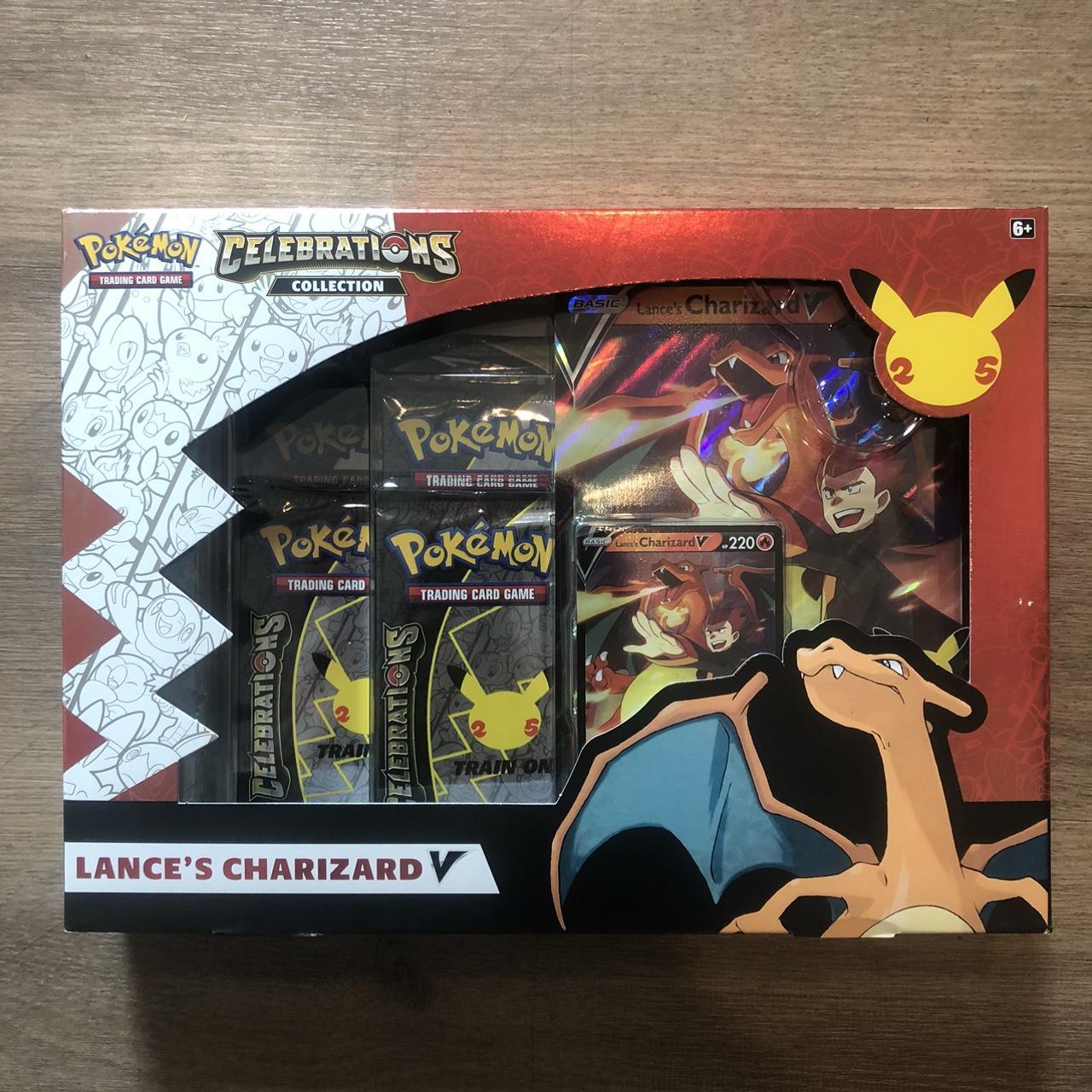 Pokemon Celebrations Lance's Charizard V Collection Box (4 Celebrations  Booster Packs + 2 Additional Booster Packs, Foil Promo Card, Oversize Card  & More) 