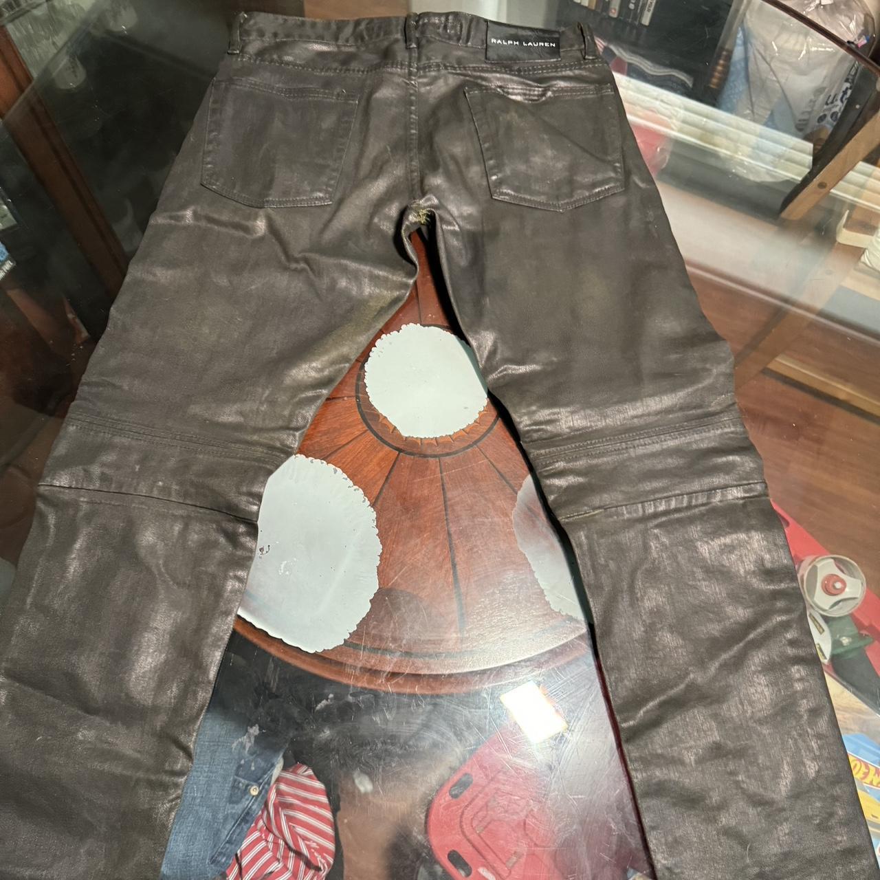 Polo Ralph Lauren Black Label waxed moto jeans. Dark | Depop