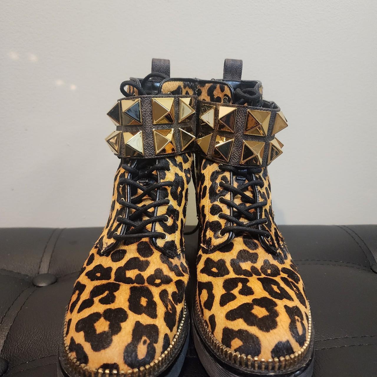 Michael kors leopard combat hot sale boots