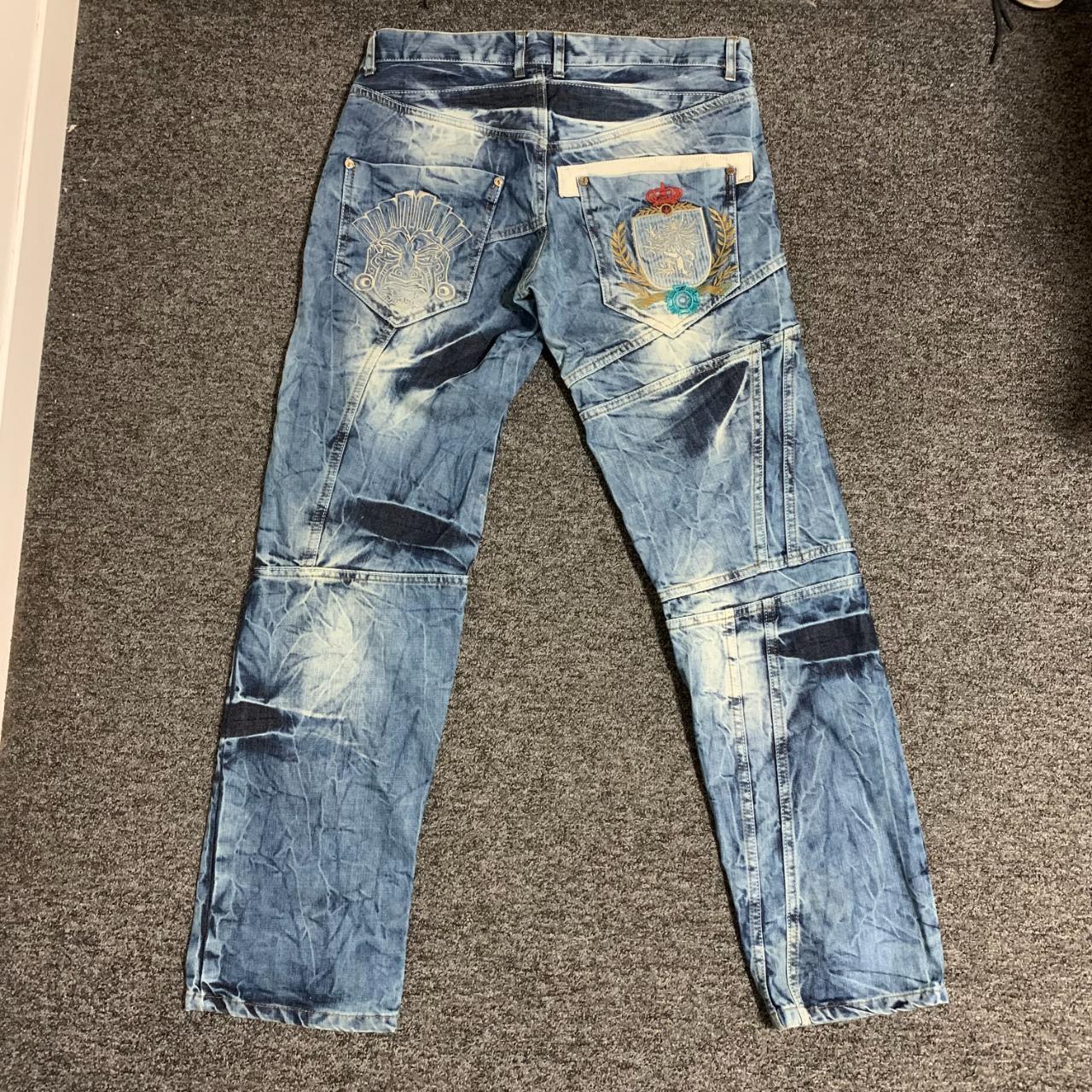 BAR DETAILED Y2K BLUE JEANS Sick washed jeans with... - Depop