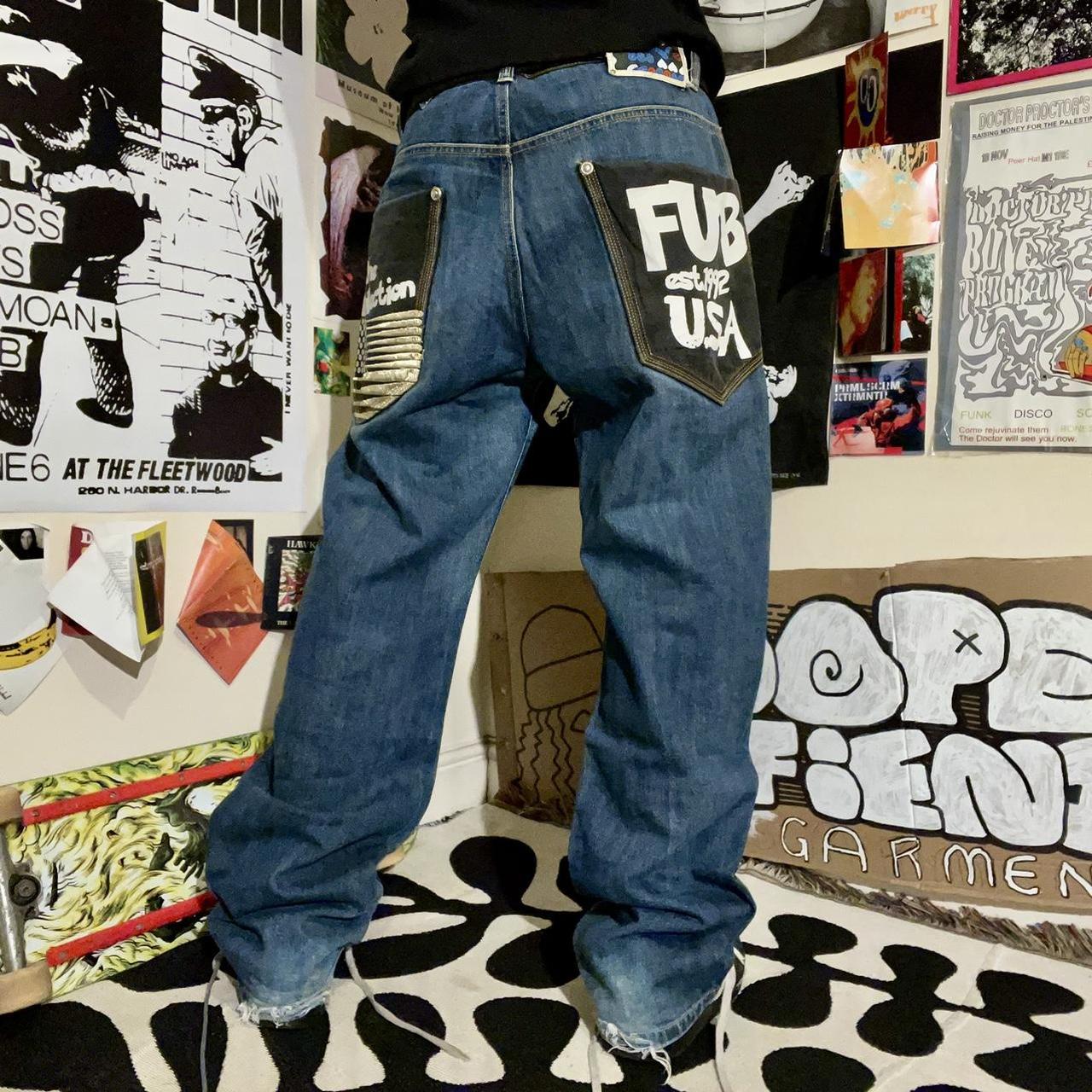 FUBU Y2K PRINTED BAGGY JEANS Early 2000s Fubu jeans... - Depop