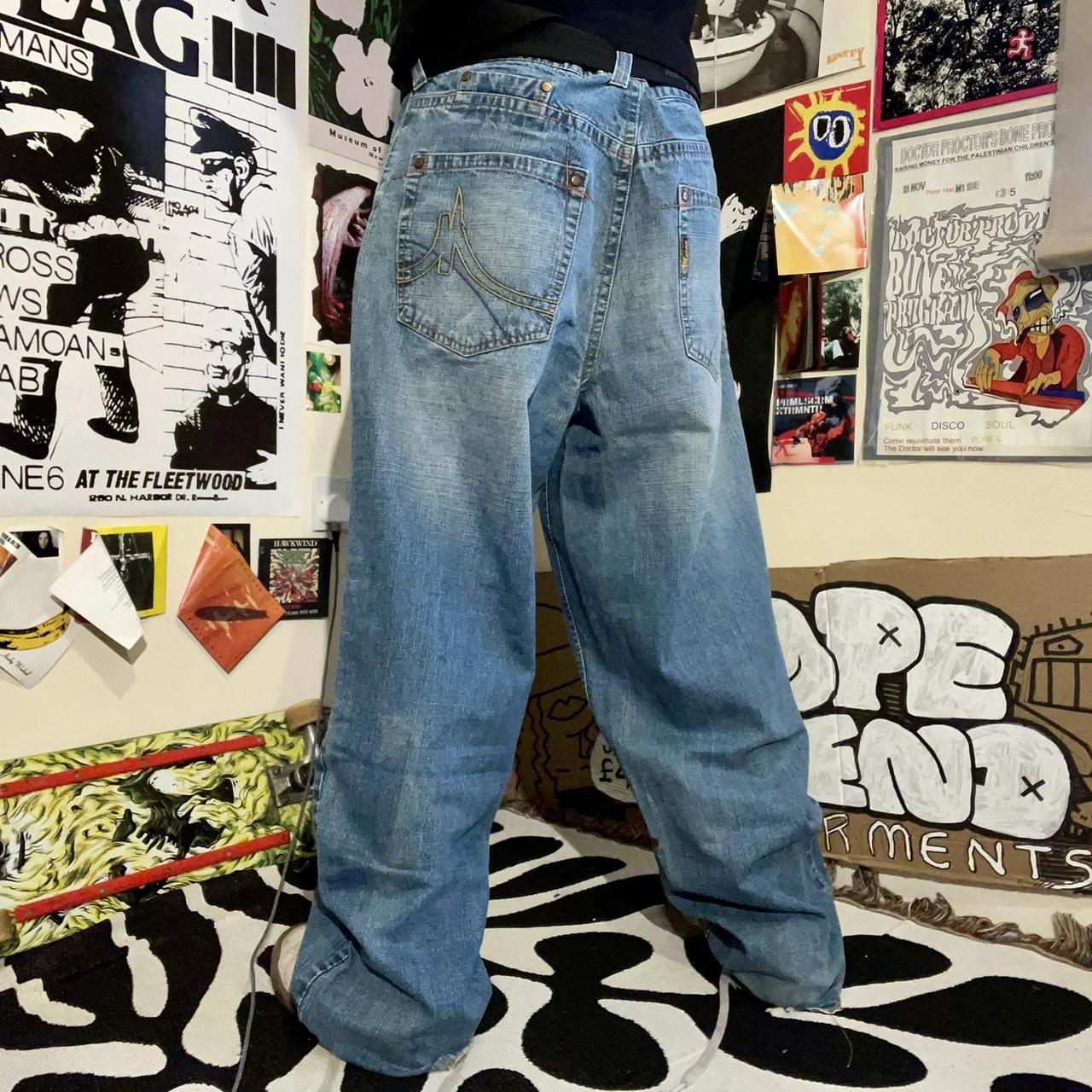 MECCA Y2K BAGGY EMBROIDERED JEANS Sick early 2000s... - Depop