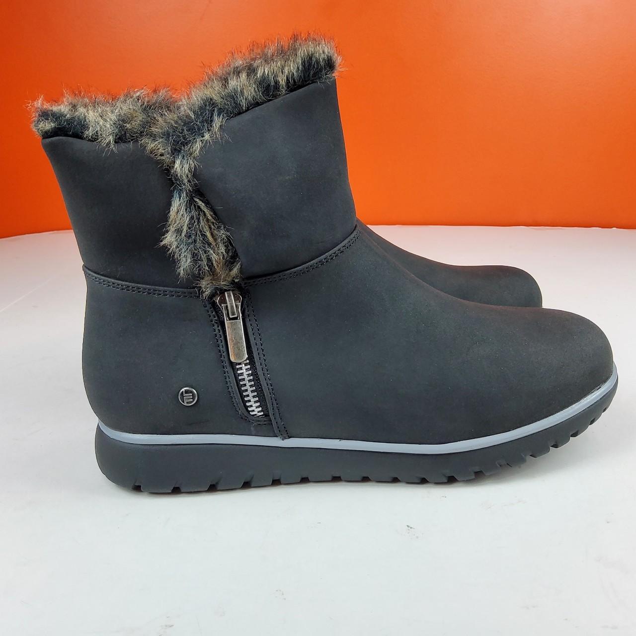 London Fog Women Ankle High Winter Fur Bootie Black... Depop