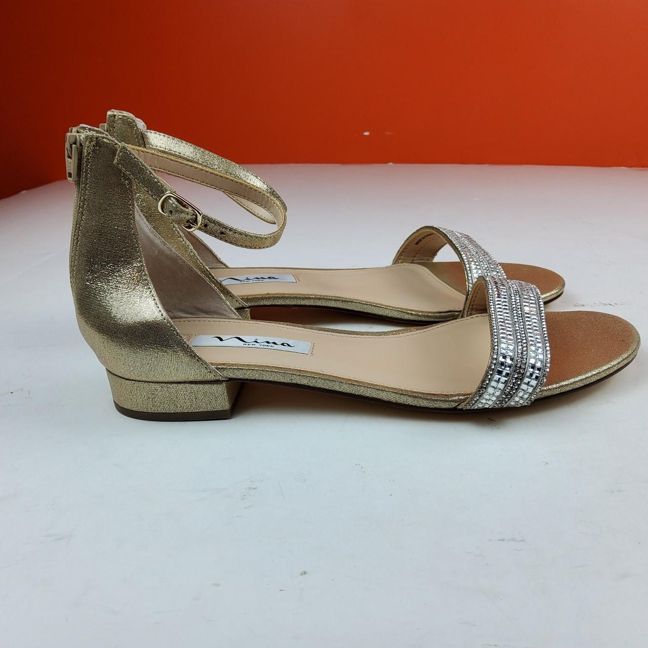 Nina Women's Gold Sandals | Depop