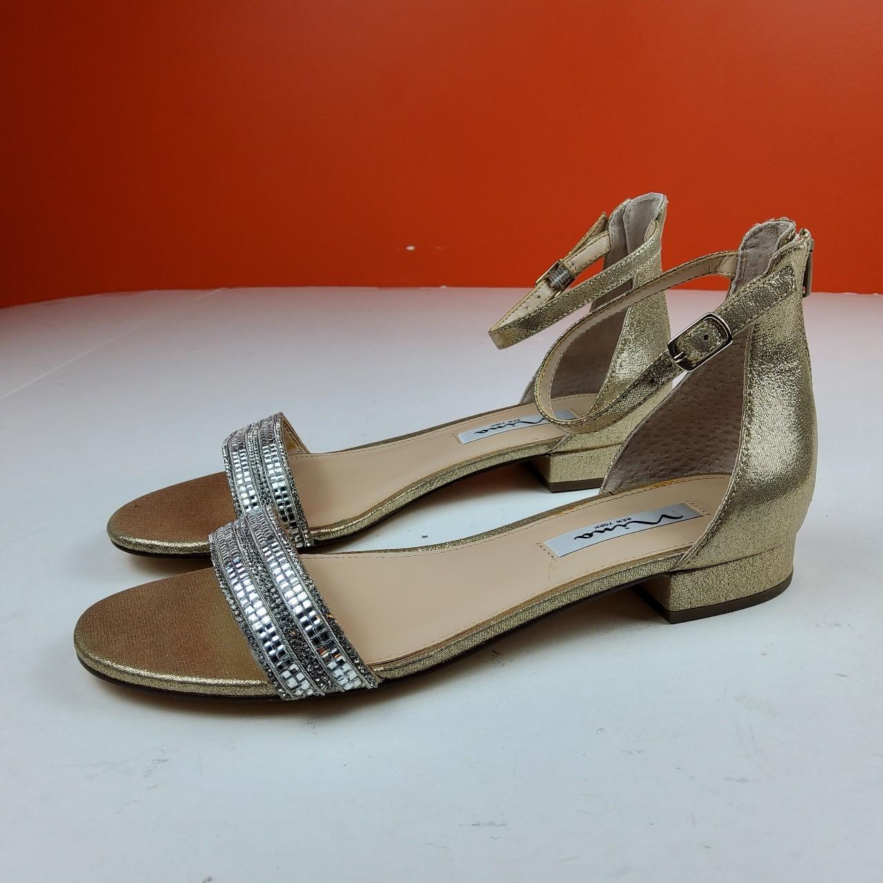 Nina Women's Gold Sandals | Depop