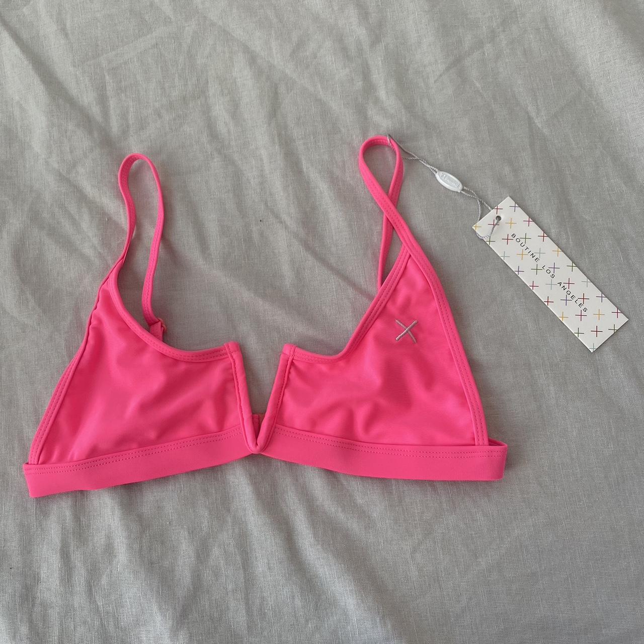 BoutineLA Hot Pink brand new top V cut top Size:S - Depop