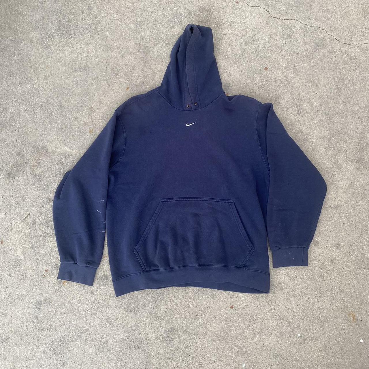 vintage y2k nike center swoosh navy hoodie, FREE...