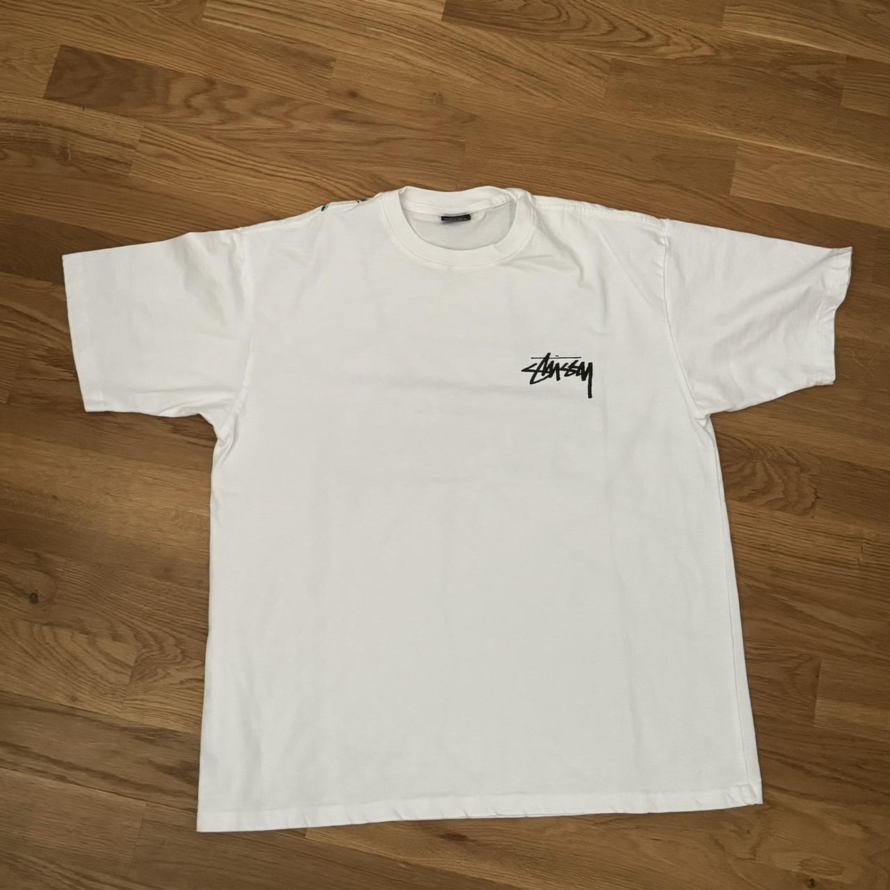 White Stüssy shirt Condition 9/10 Price: 70... - Depop