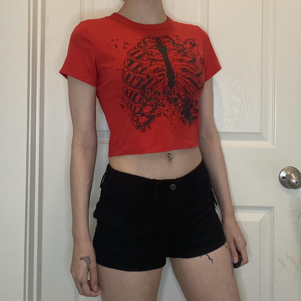 Women's Red and Black Croptop Depop