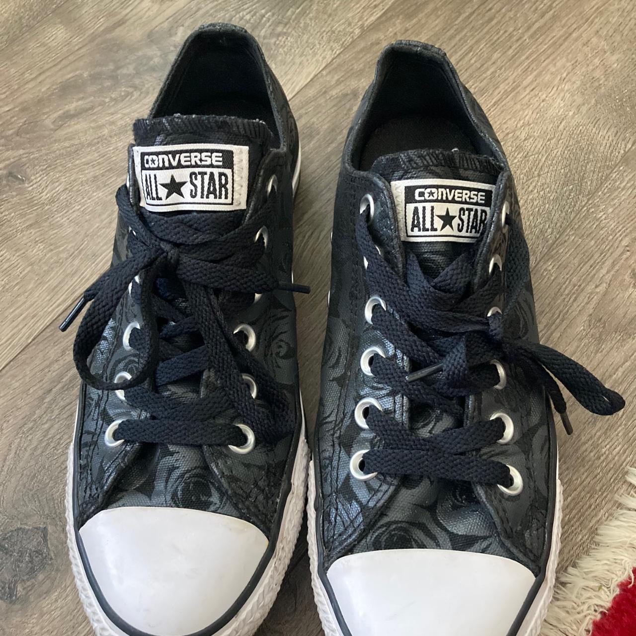 Converse all stars chuck taylors black and white. Depop