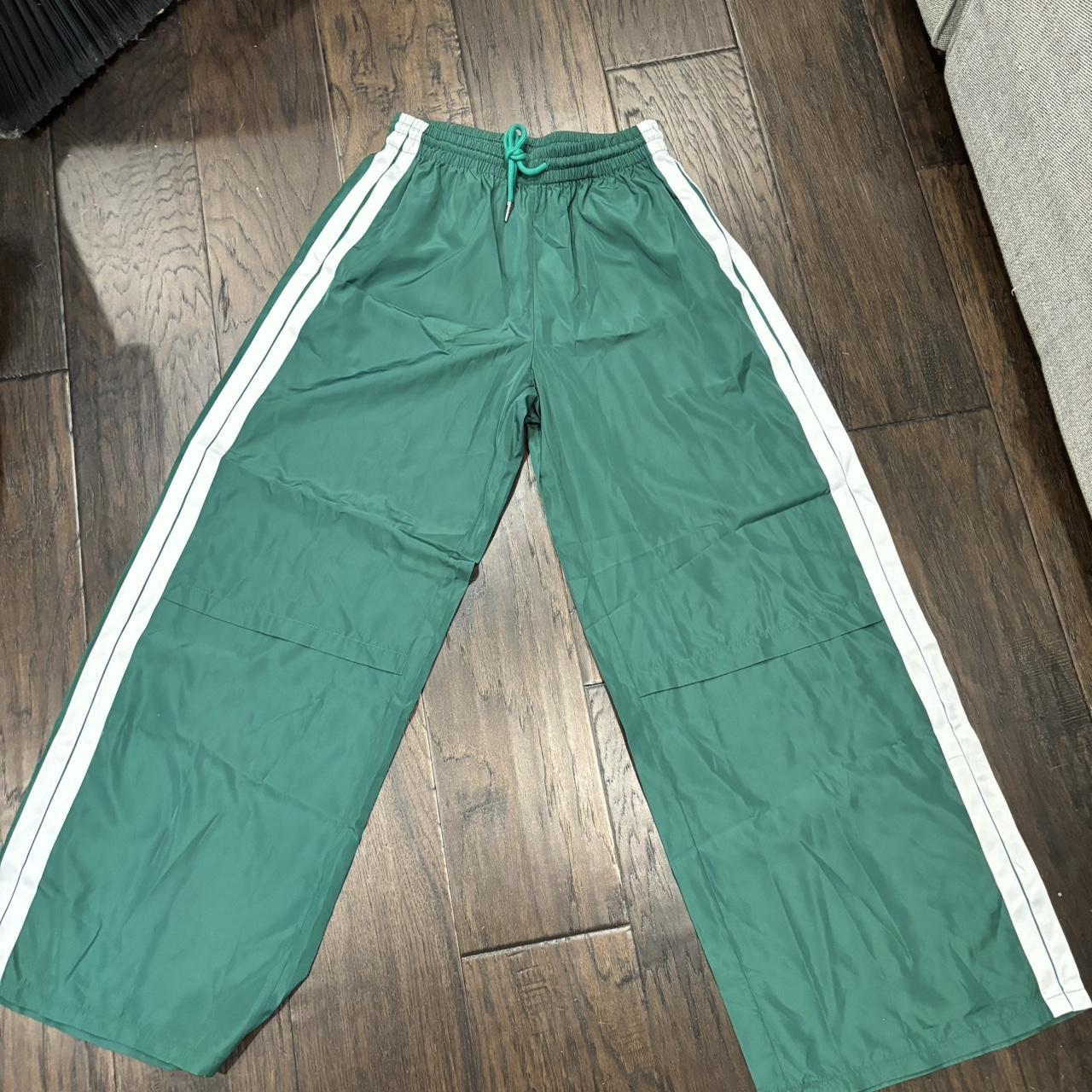 M Edikted green nylon drawstring track pants ediked... Depop