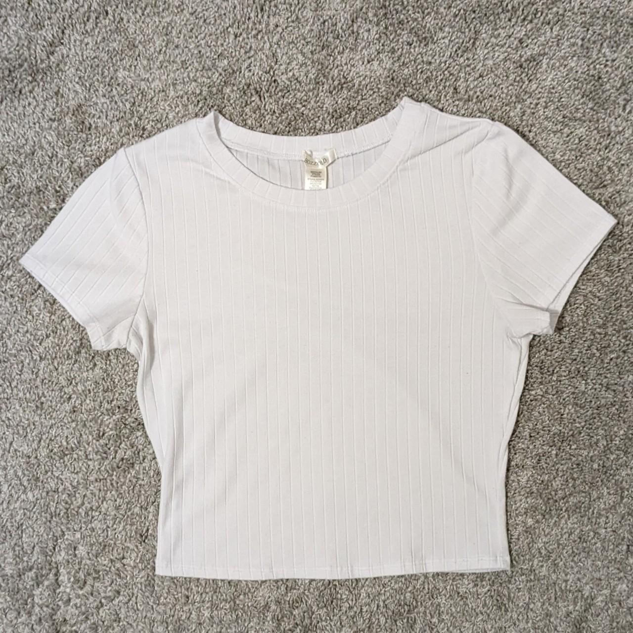 ribbed white baby tee - Size: medium (can fit a... - Depop