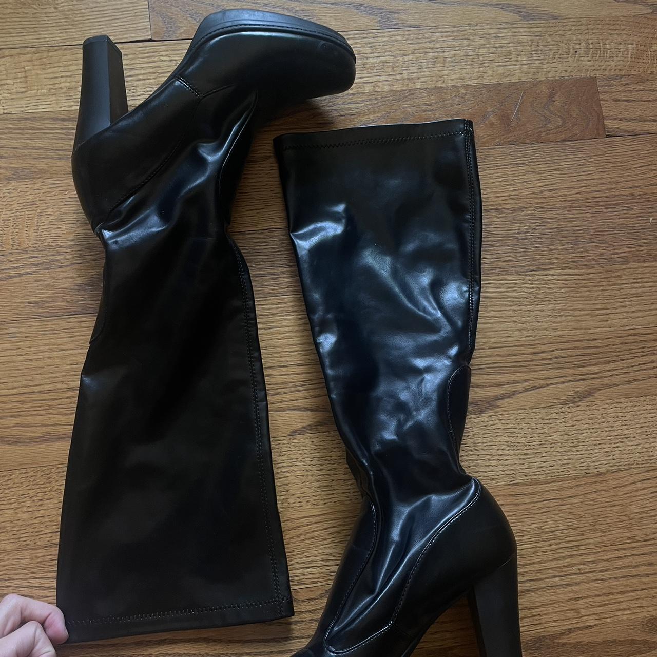 Franco Sarto go go knee high heel leather boots... - Depop