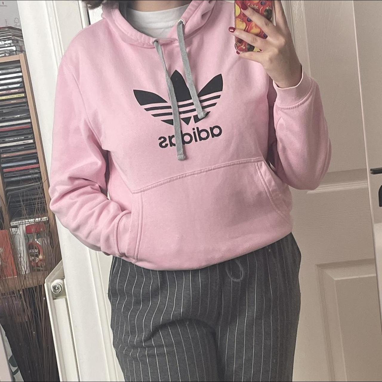 Vintage baby pink ADIDAS hoodie label size S Depop