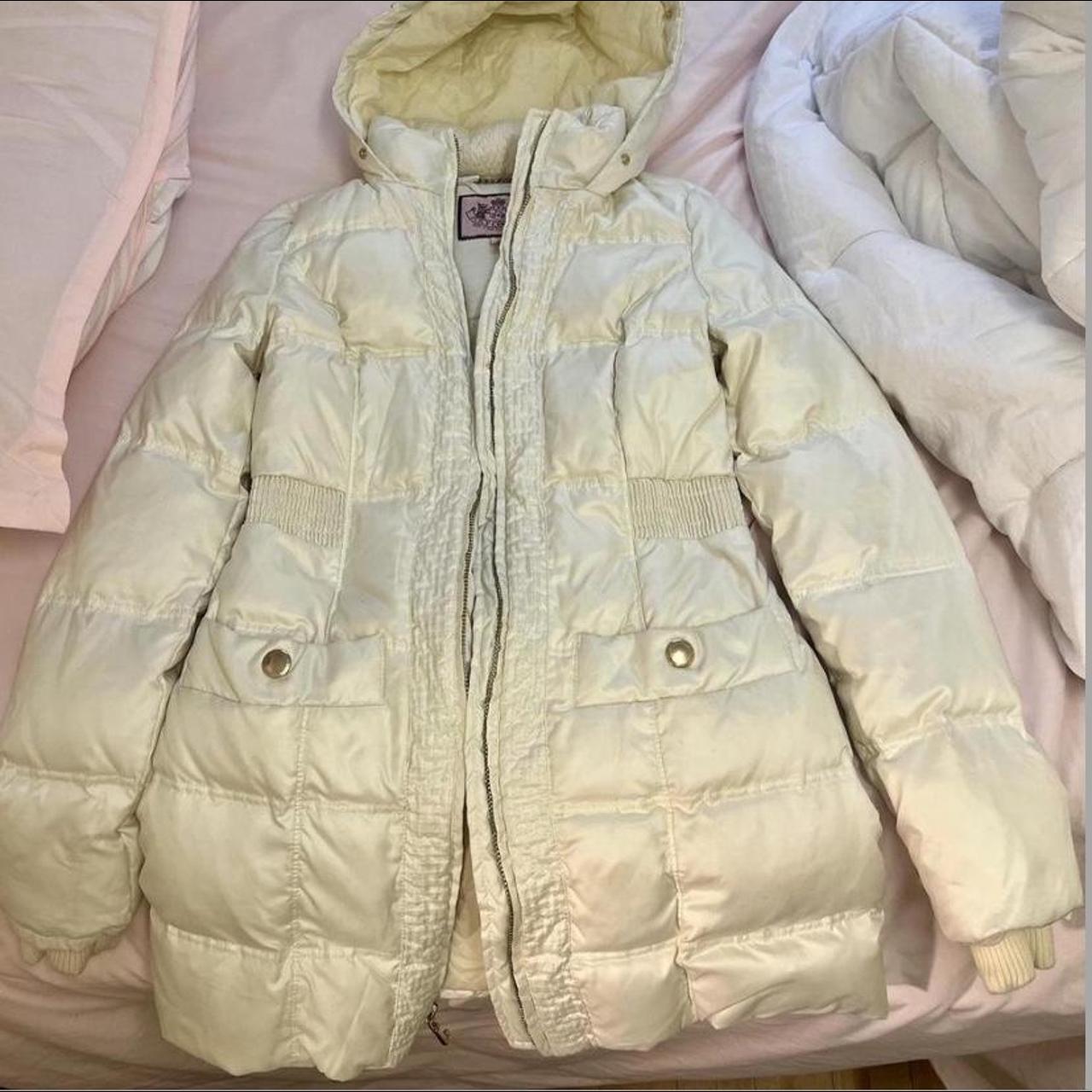 Juicy Couture Women's Cream and White Jacket | Depop