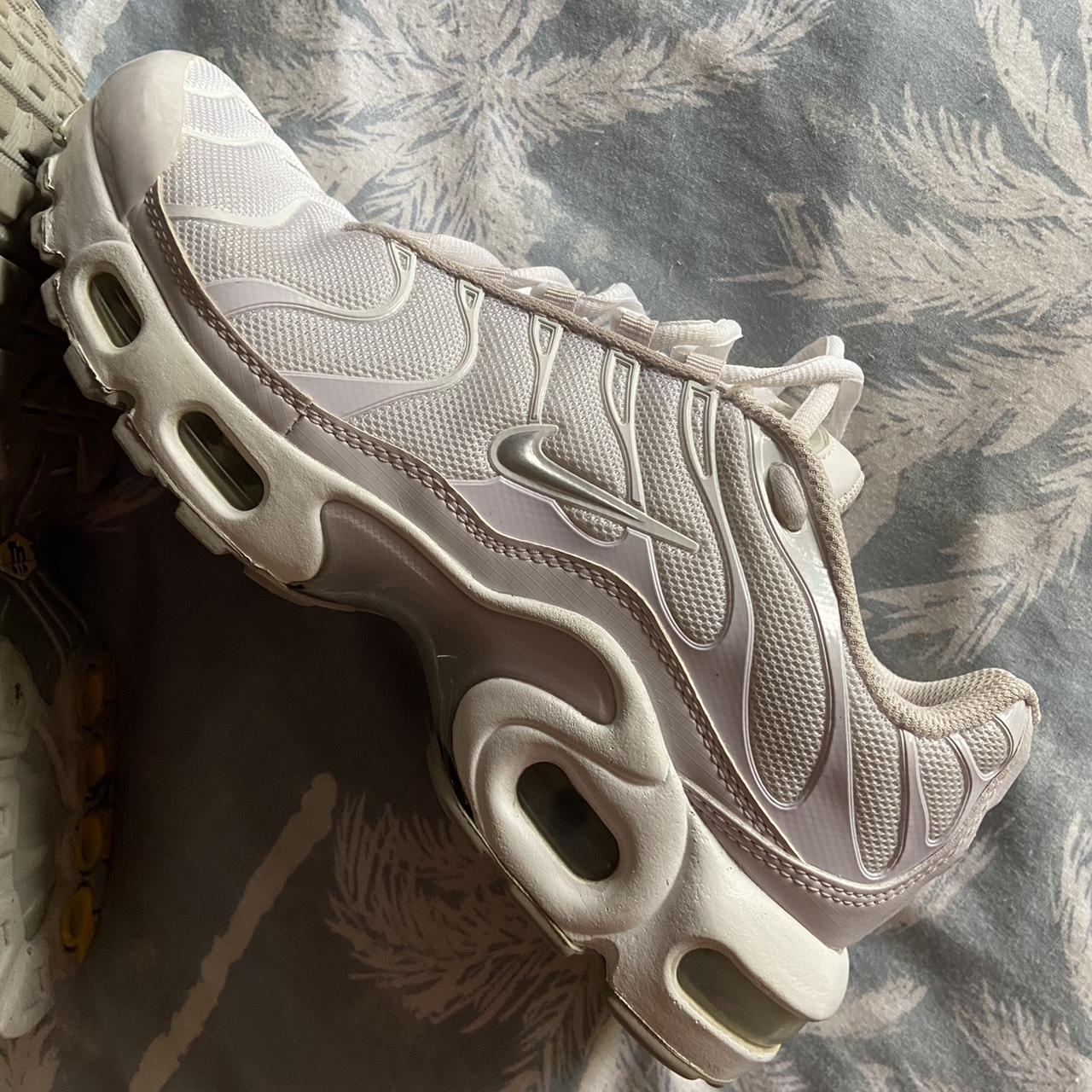 white a light purple tns size 7 youth or 25cm womens... - Depop