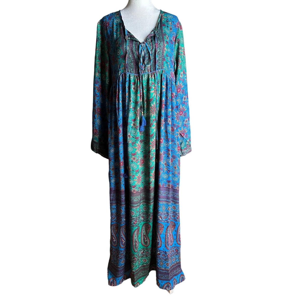 Karma Highway Boho Maxi Dress - in a vivid blue and... - Depop