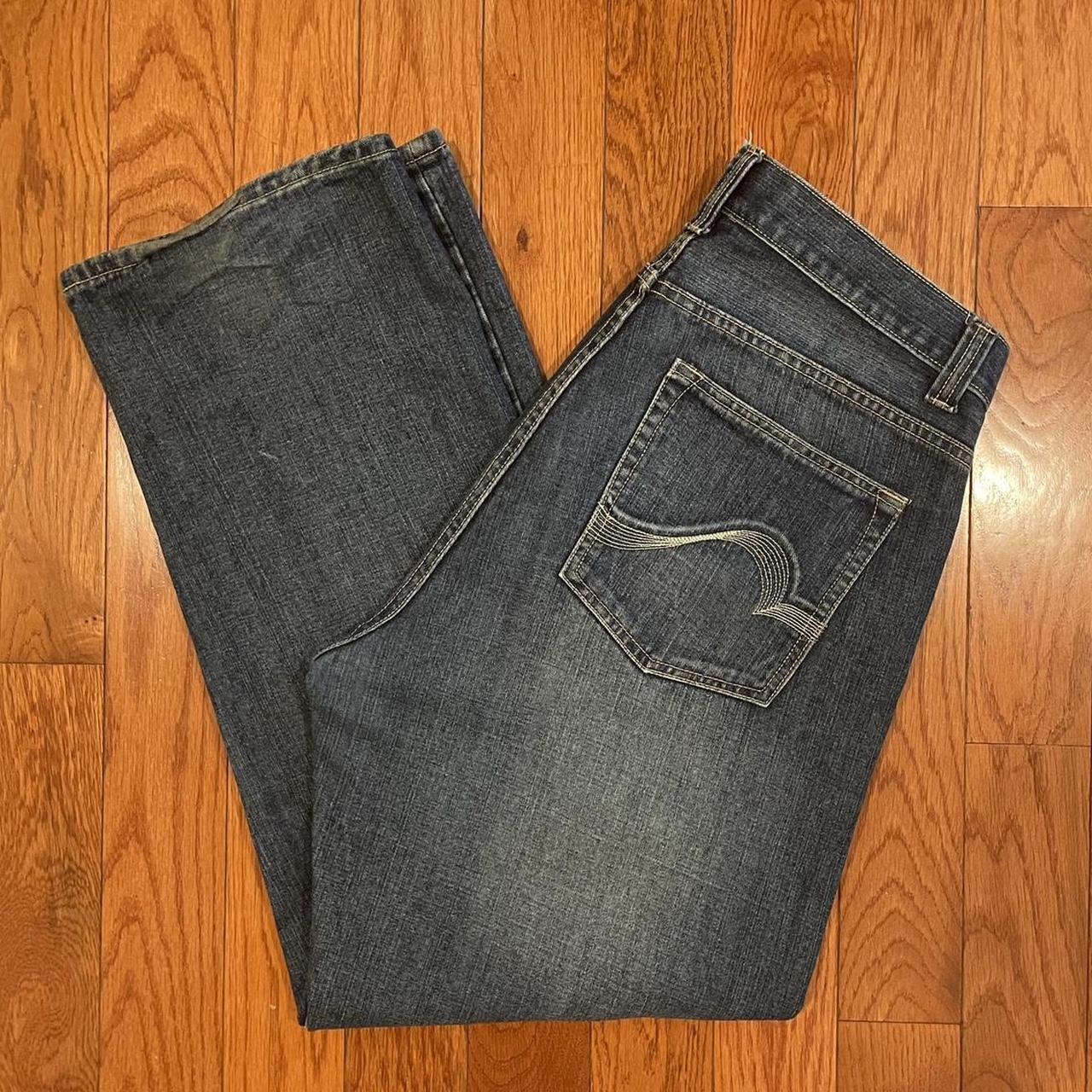 DrunknMunkey Men's Faded Blue Denim Straight Leg... - Depop