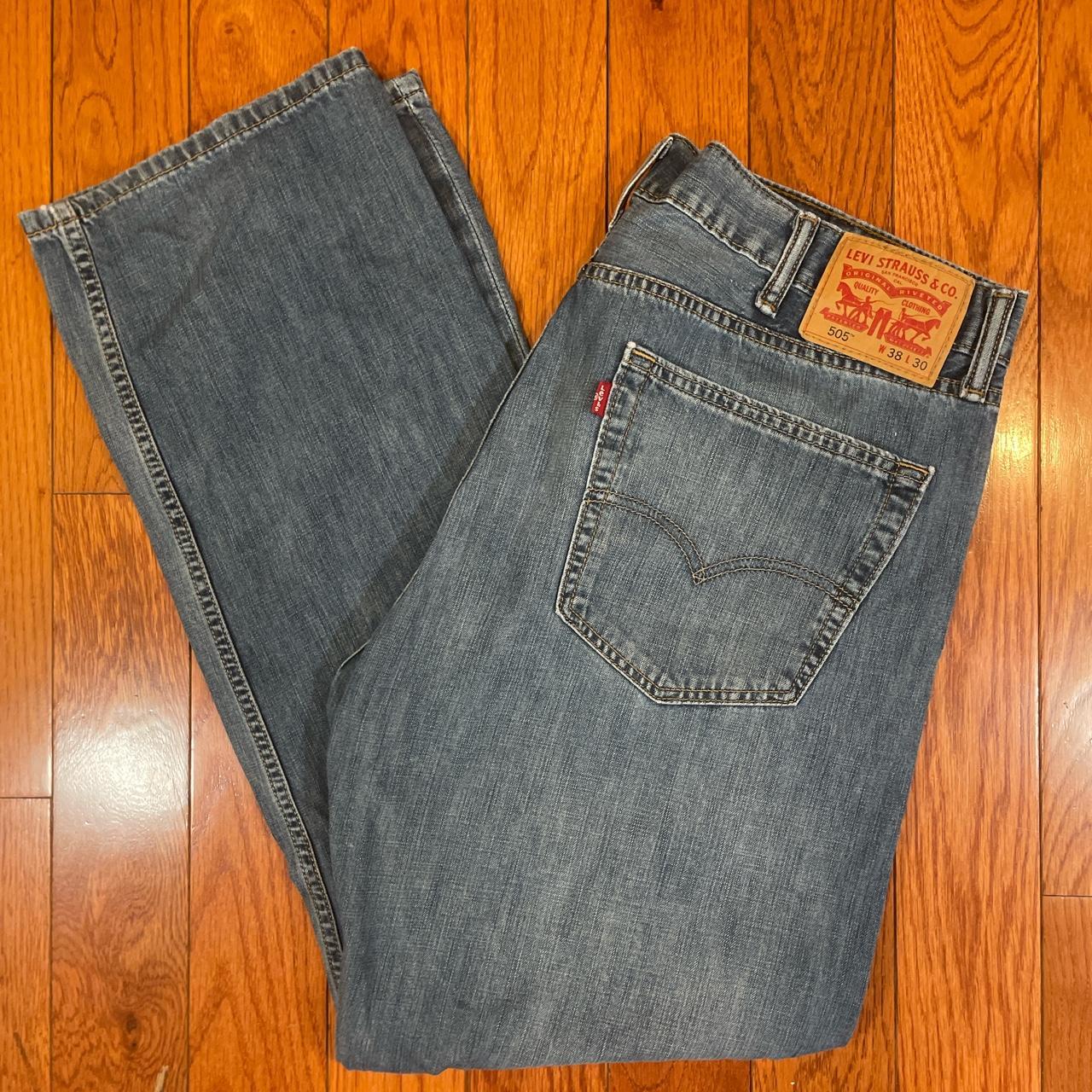 Blue Levi's 505 Straight Leg Jeans Size... - Depop