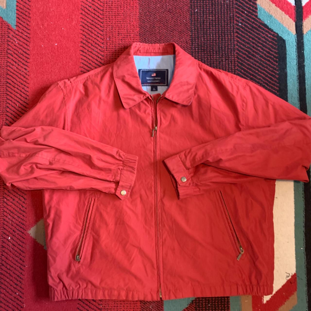 Newport Men's Red and Blue Coat | Depop