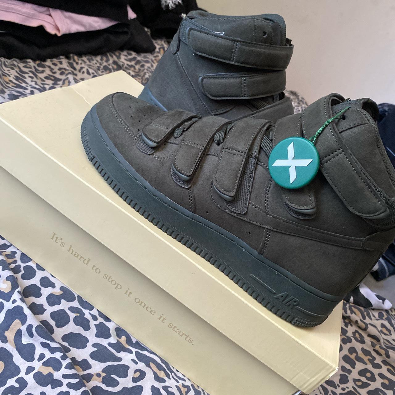 Olive Green men's nike Air Force 1 high top - Depop