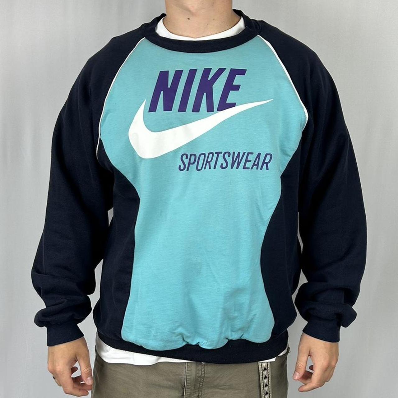 Nike Swoosh Rework sweatshirt in blue and... - Depop