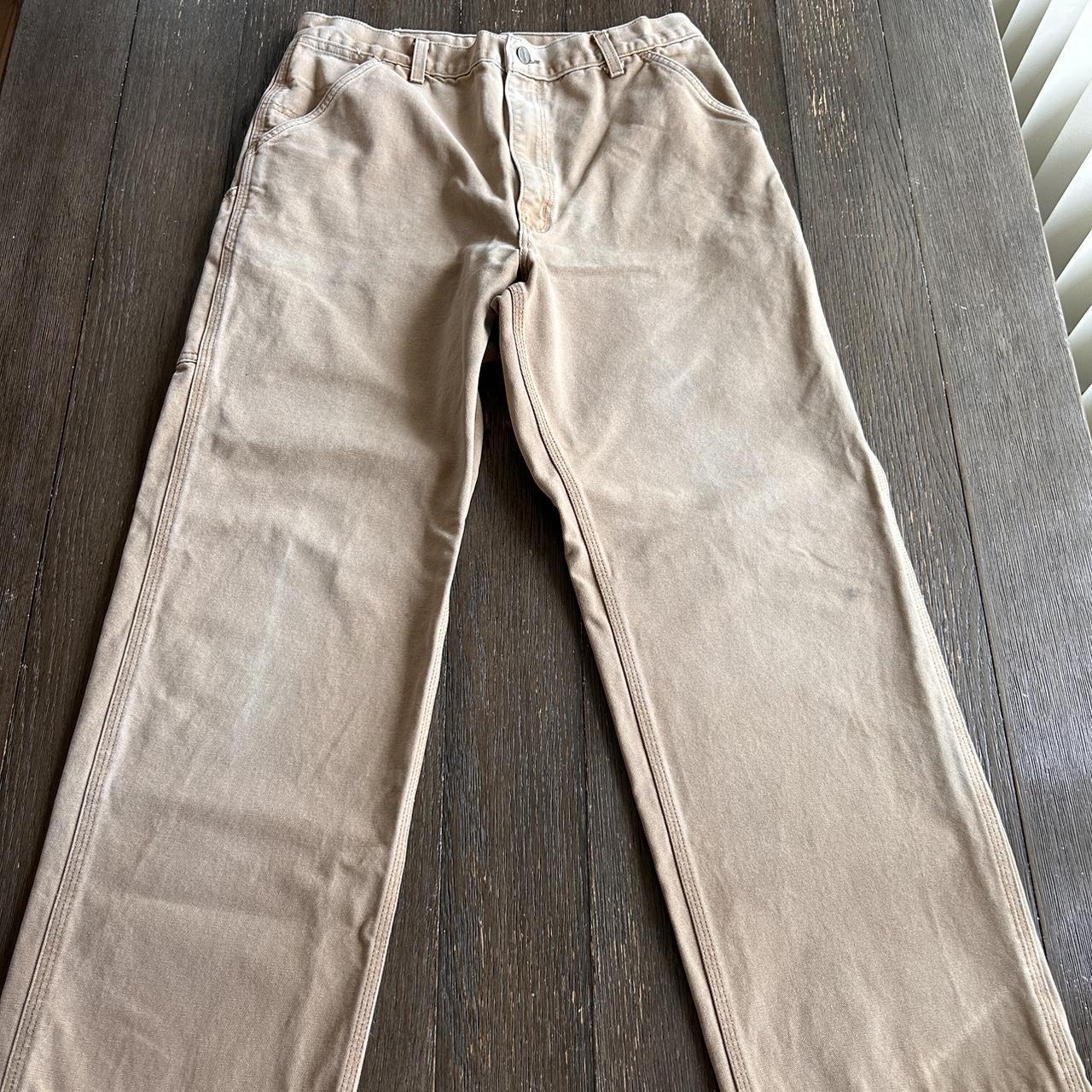 Tan carhartt carpenter pants Size 32x38 excellent... - Depop