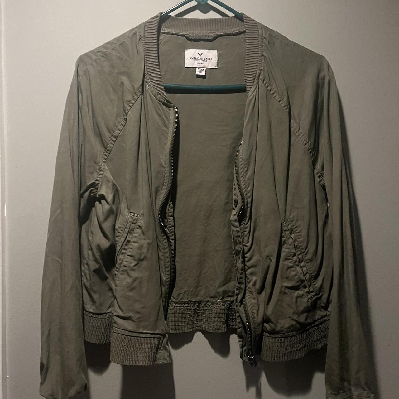 Olive green zip up Brand: American Eagle Size:... - Depop