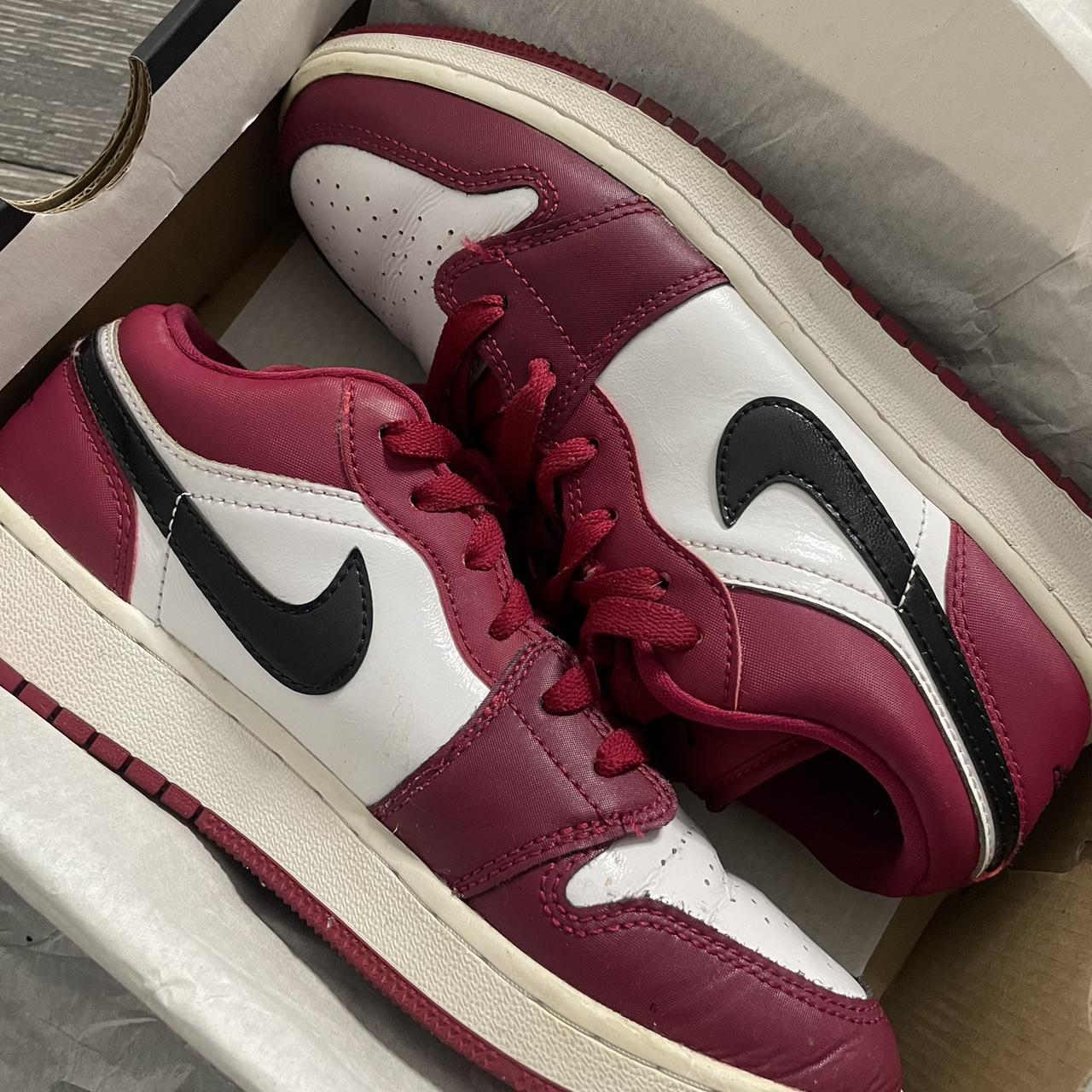 Red and white Jordan 1 low size uk5 ! Worn many... Depop