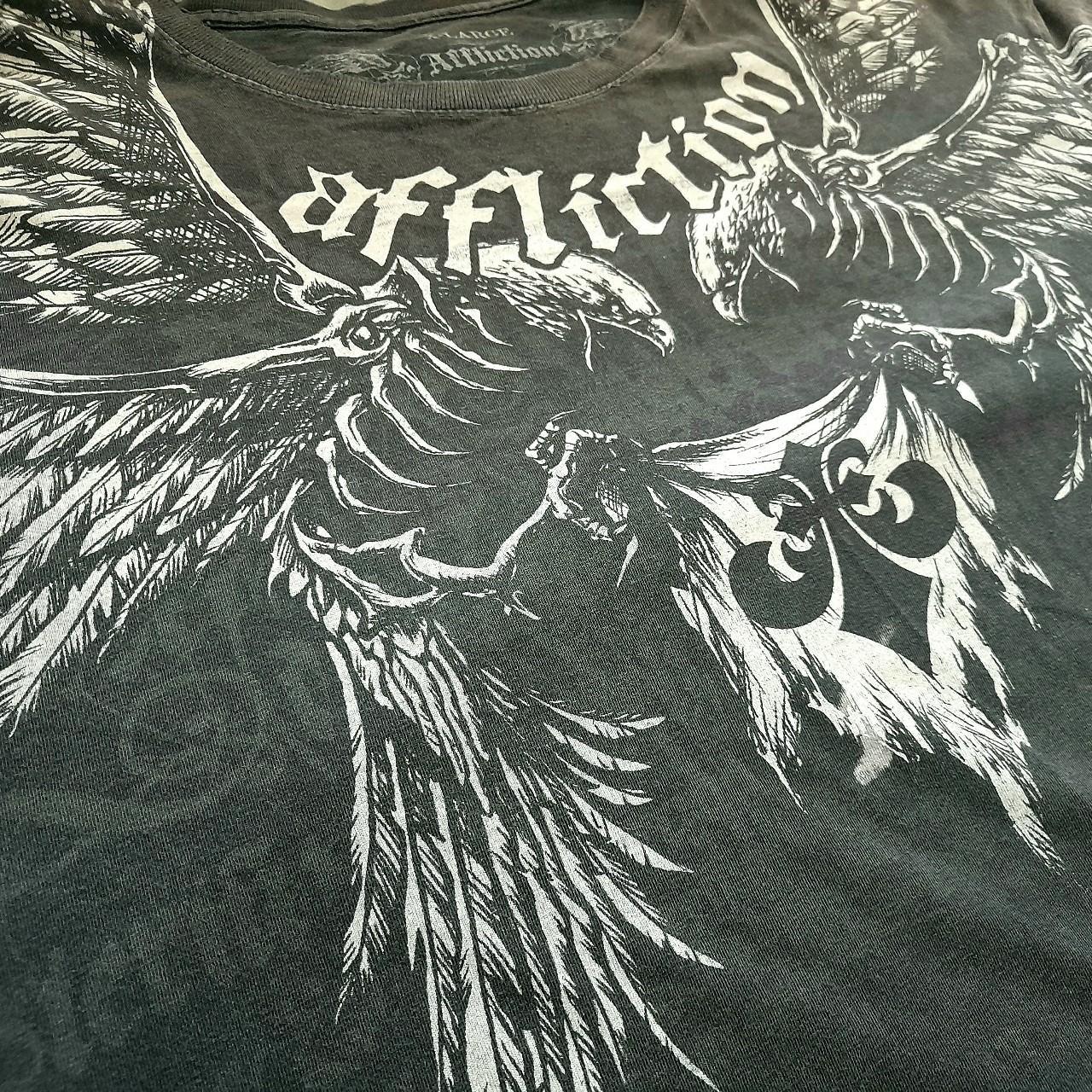 Affliction Men's Black and Grey T-shirt | Depop