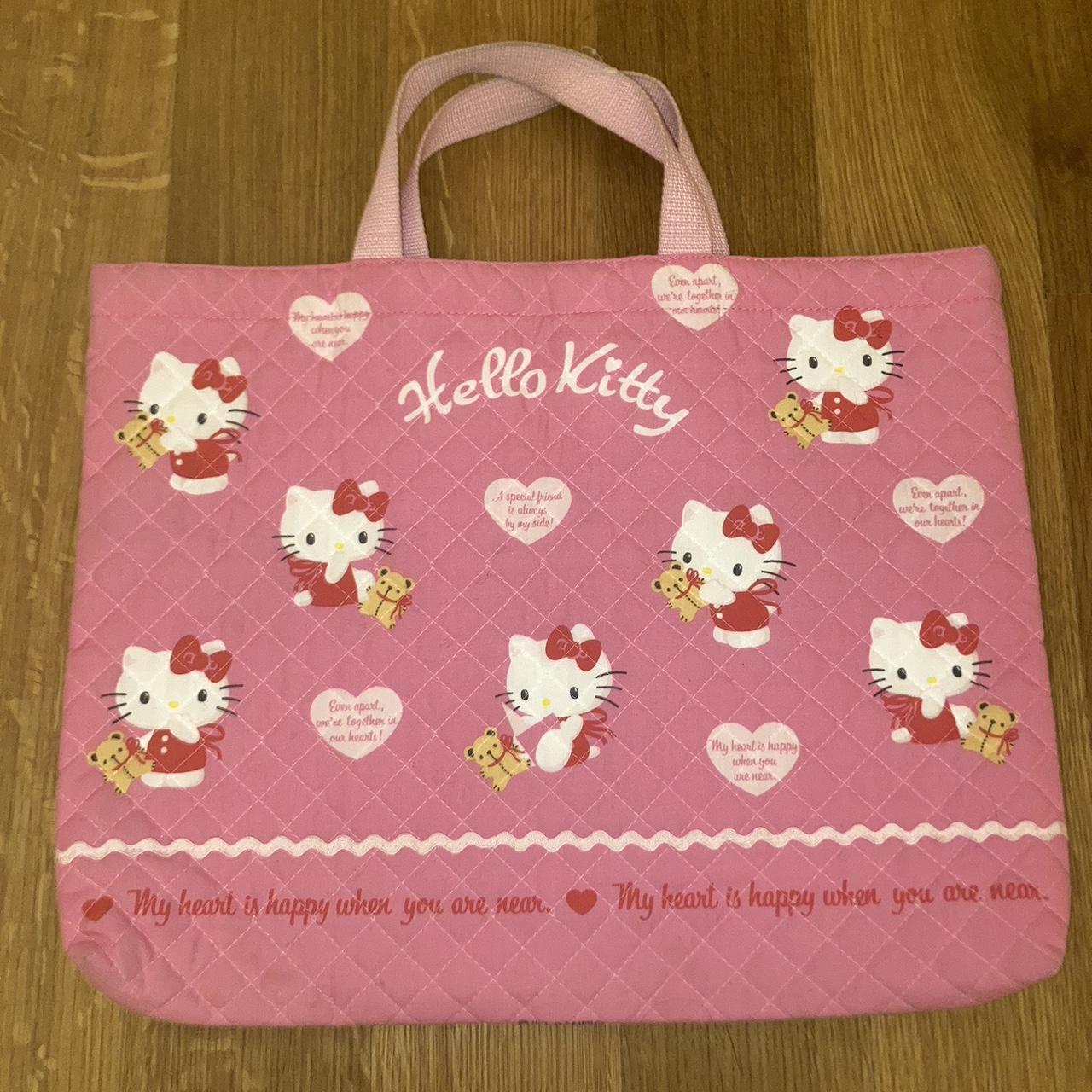 hello kitty quilted tote bag cute for school sold... Depop