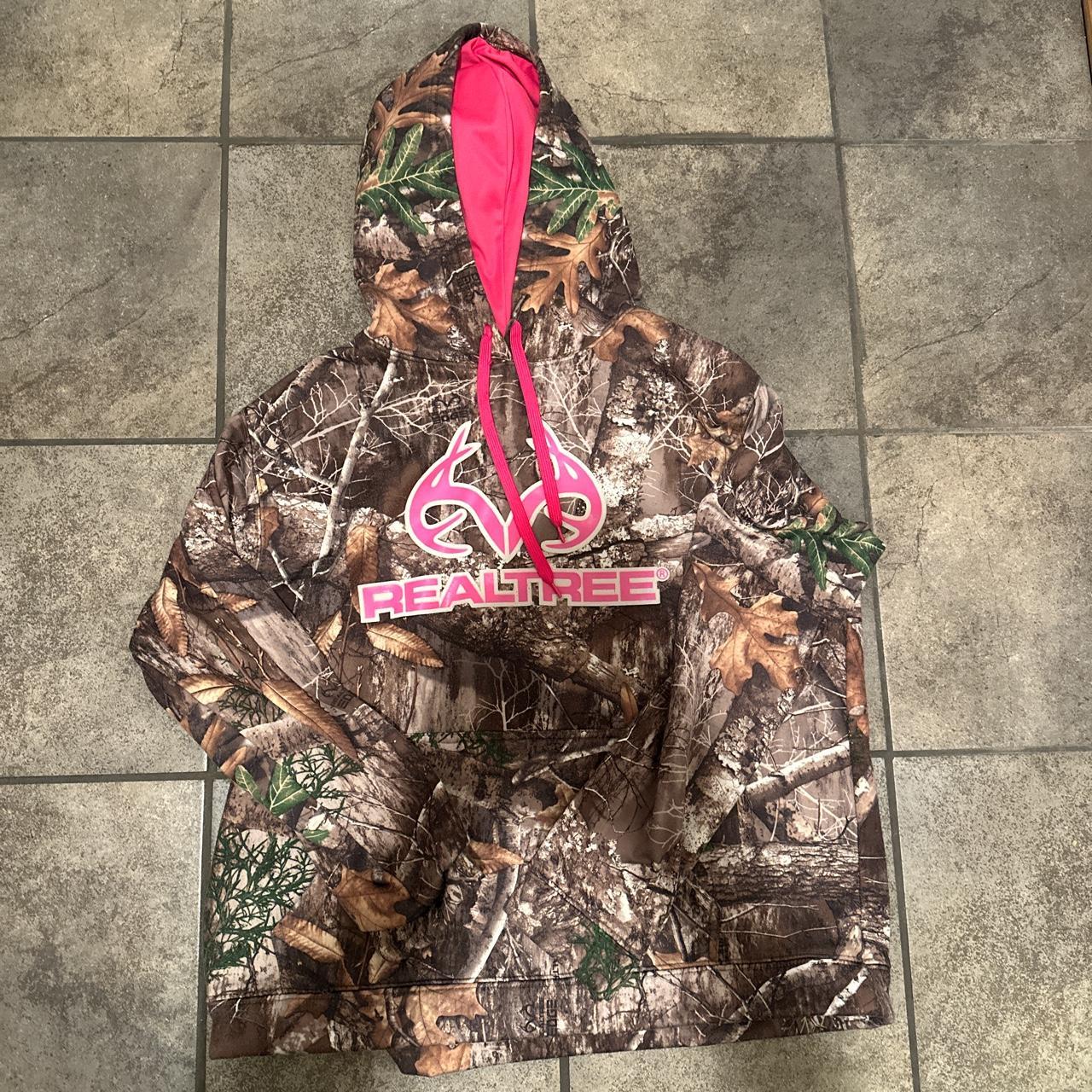 real tree pink/ camo hoodie! tagged xxxl but fits... - Depop