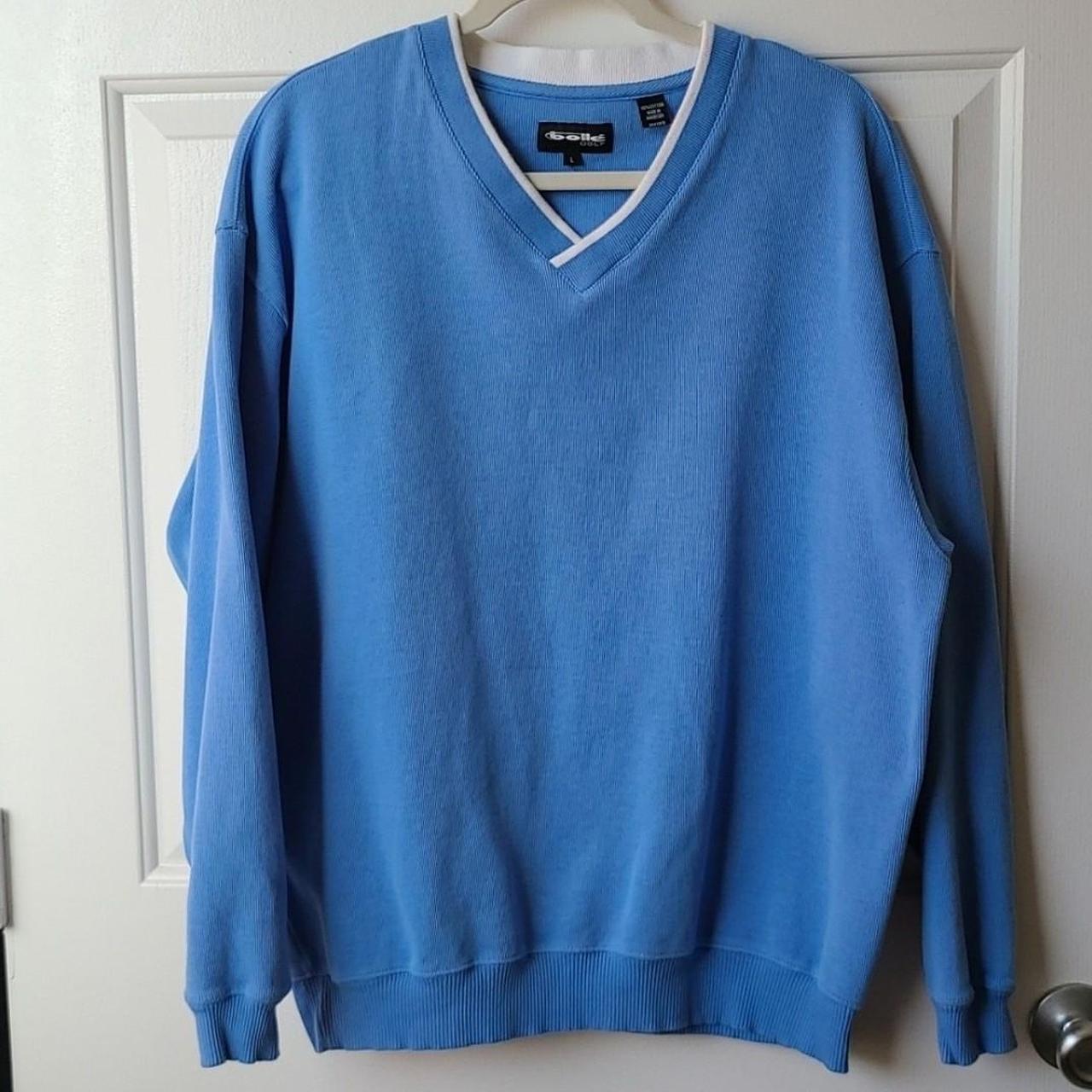 Men's Blue and White Jumper | Depop