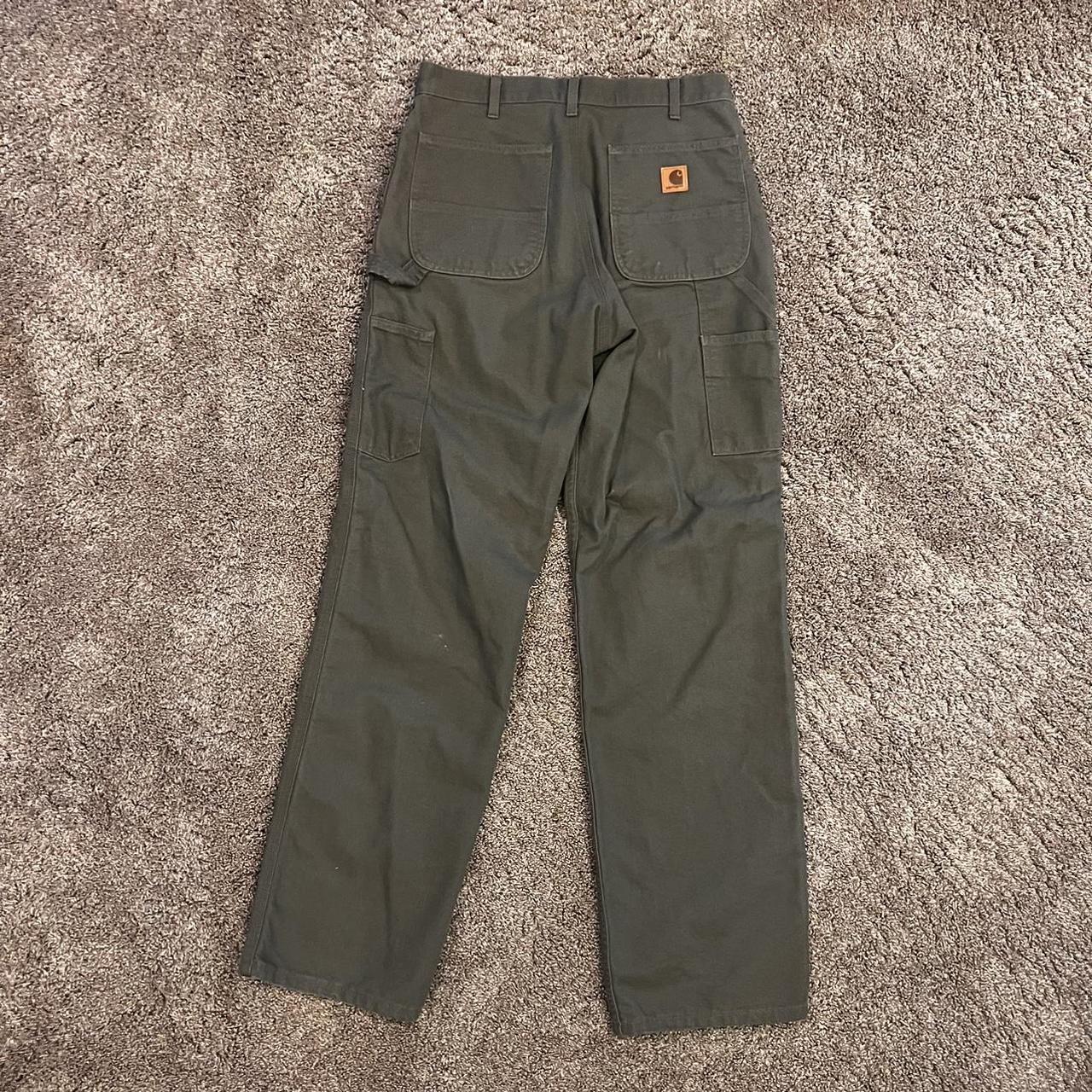 Green Carhartt carpenter pants Size 32/34 Baggy fit... - Depop