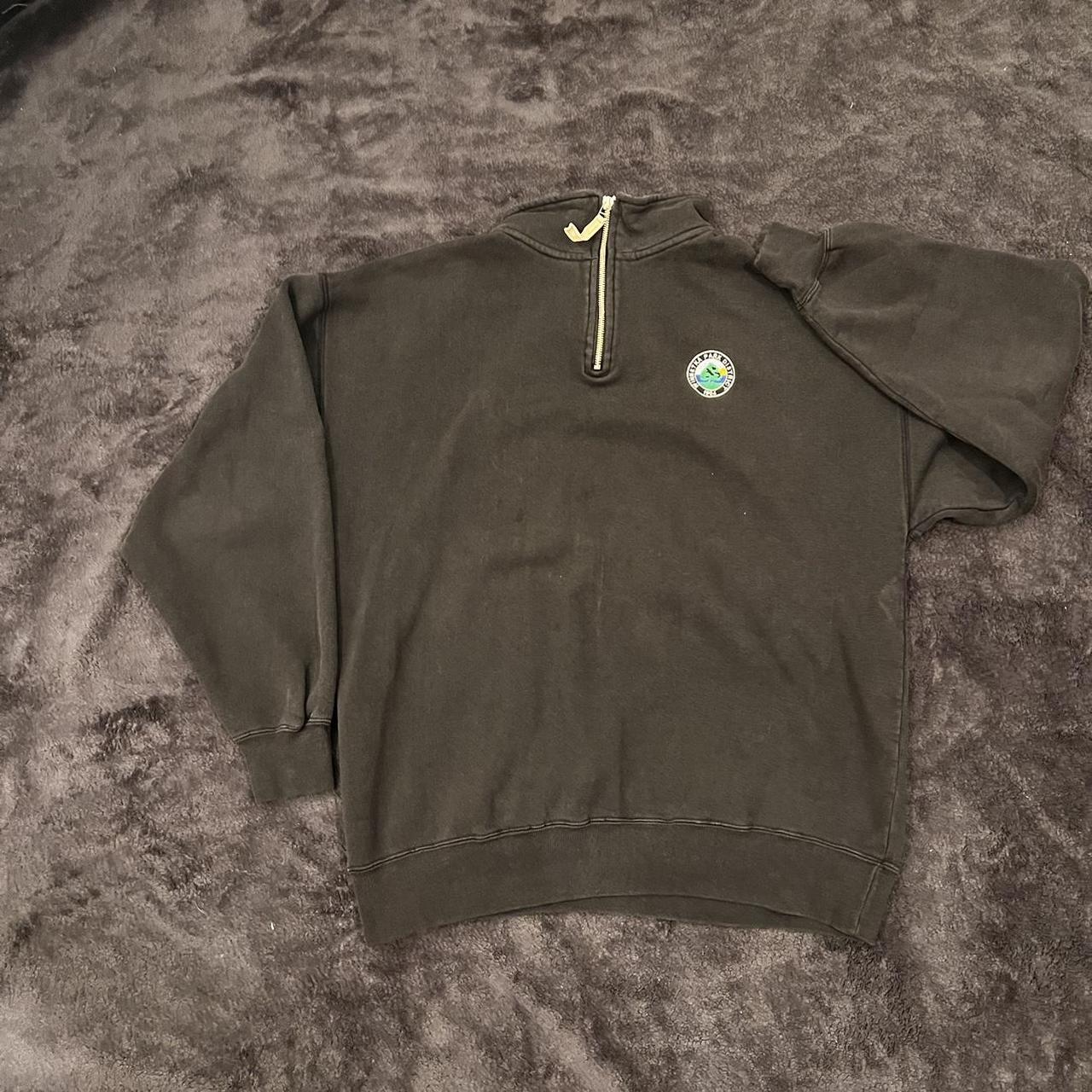 black crew neck zip up Size large No flaws minor... - Depop