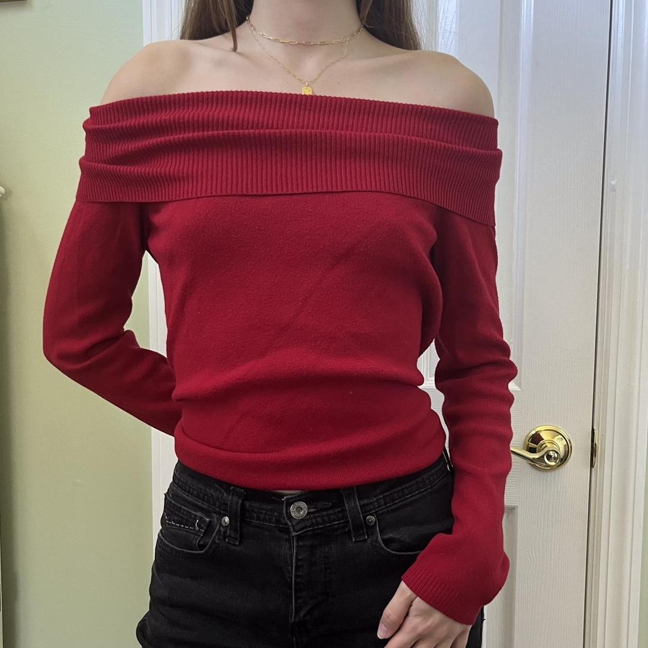 Ann Taylor Women's Red and Burgundy Jumper