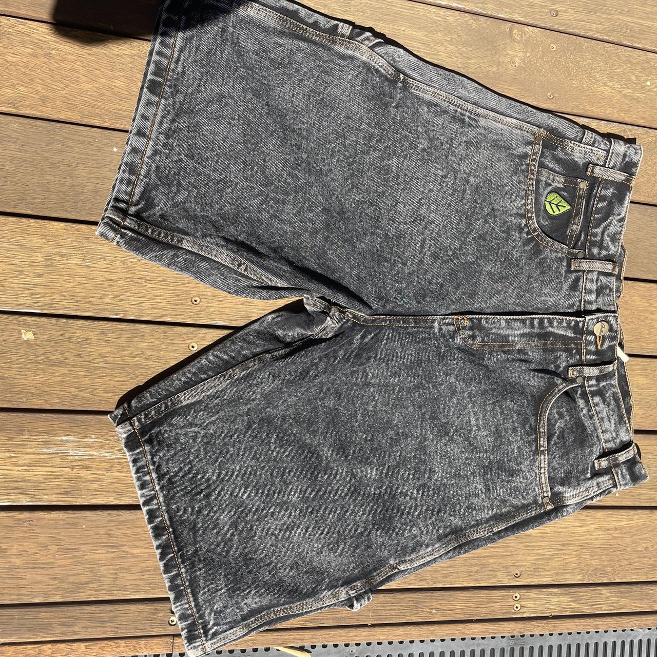  super sick black acid washed jorts from butter Depop