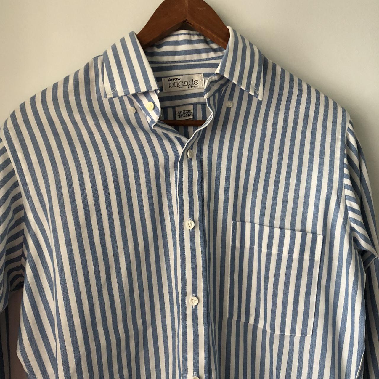 Men's White and Blue Shirt | Depop