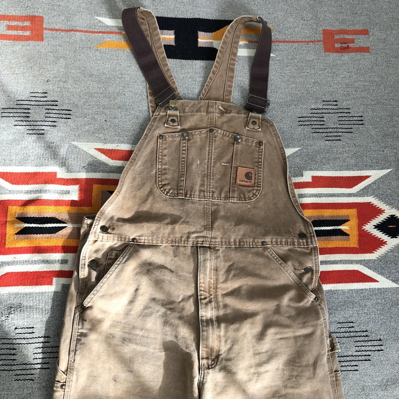 Vintage Carhartt R06 Tan Work Double Knee Overalls