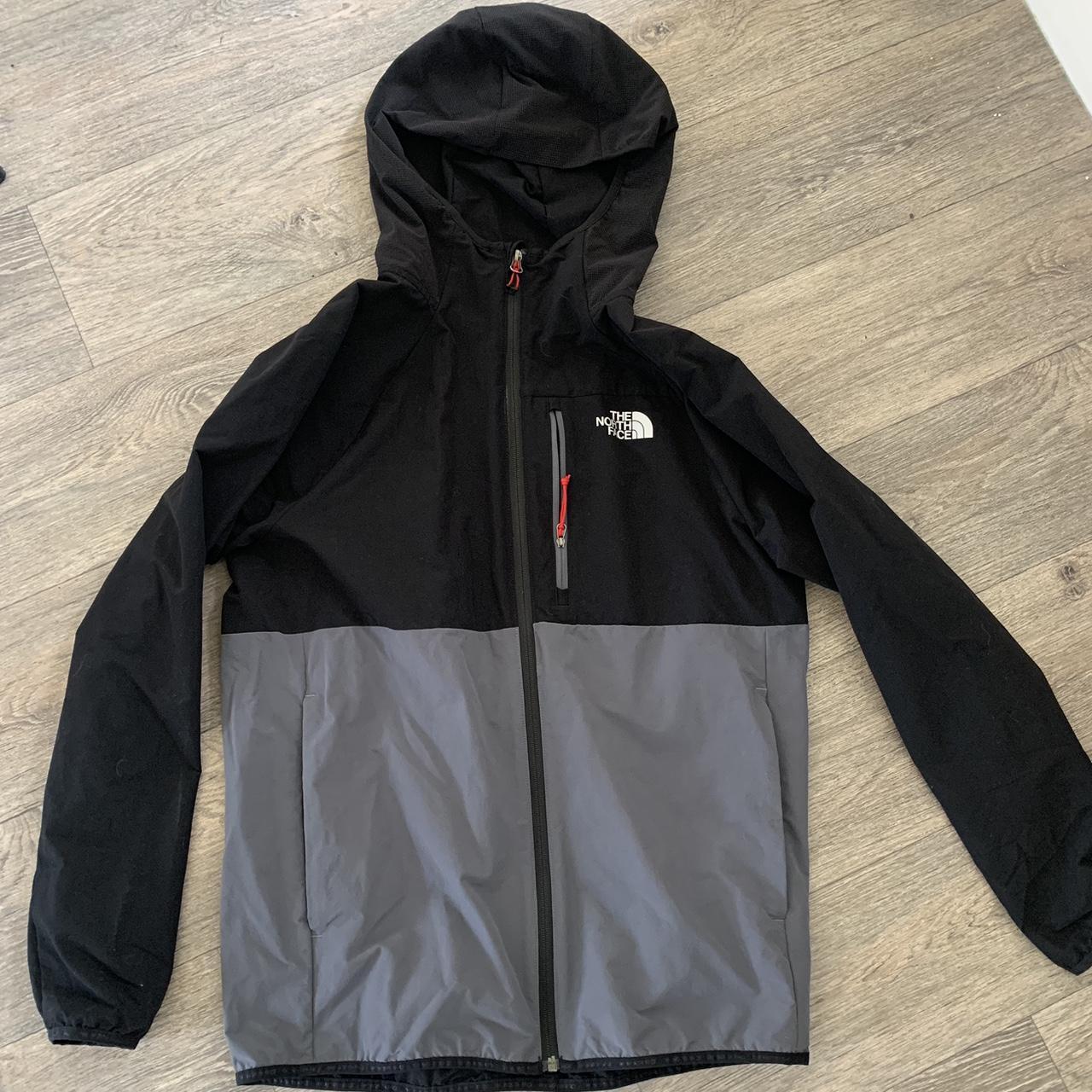 black and grey north face jacket. perfect condition... - Depop