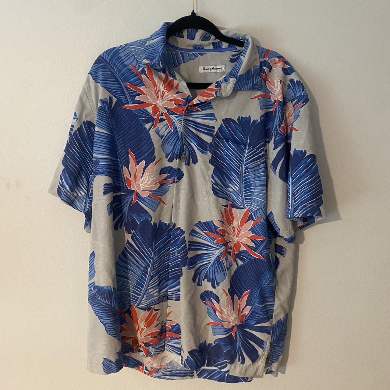 Tommy Bahama Men's Blue and Red T-shirt | Depop