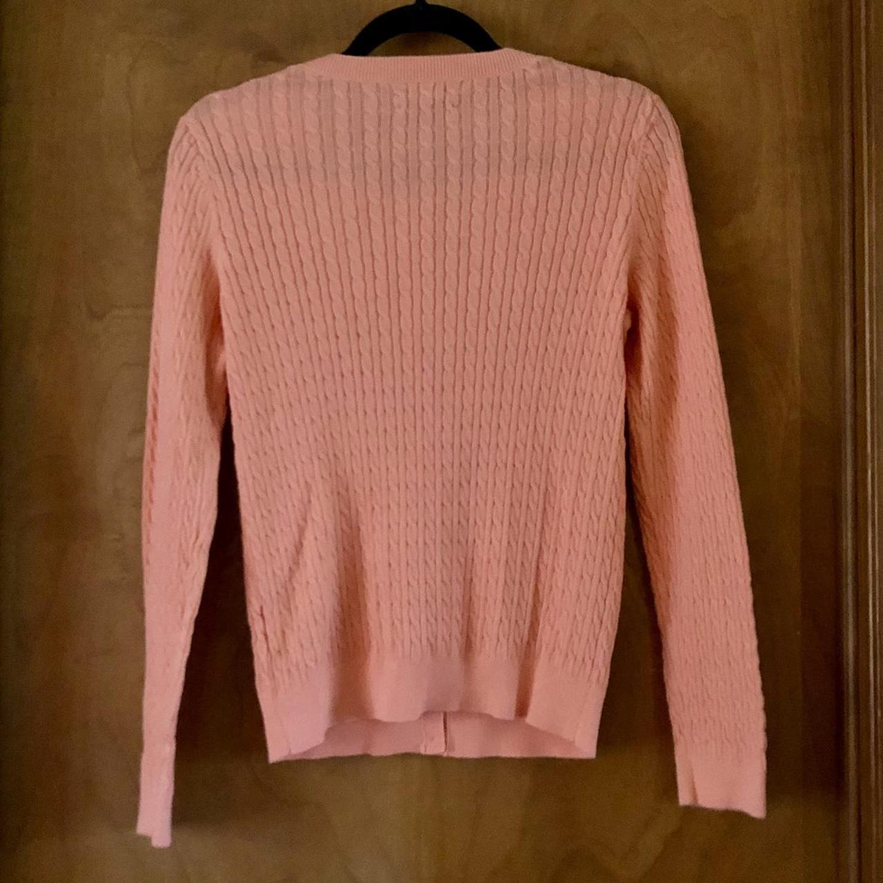 Tommy Hilfiger Pink Salmon Cable Knit Cardigan... - Depop