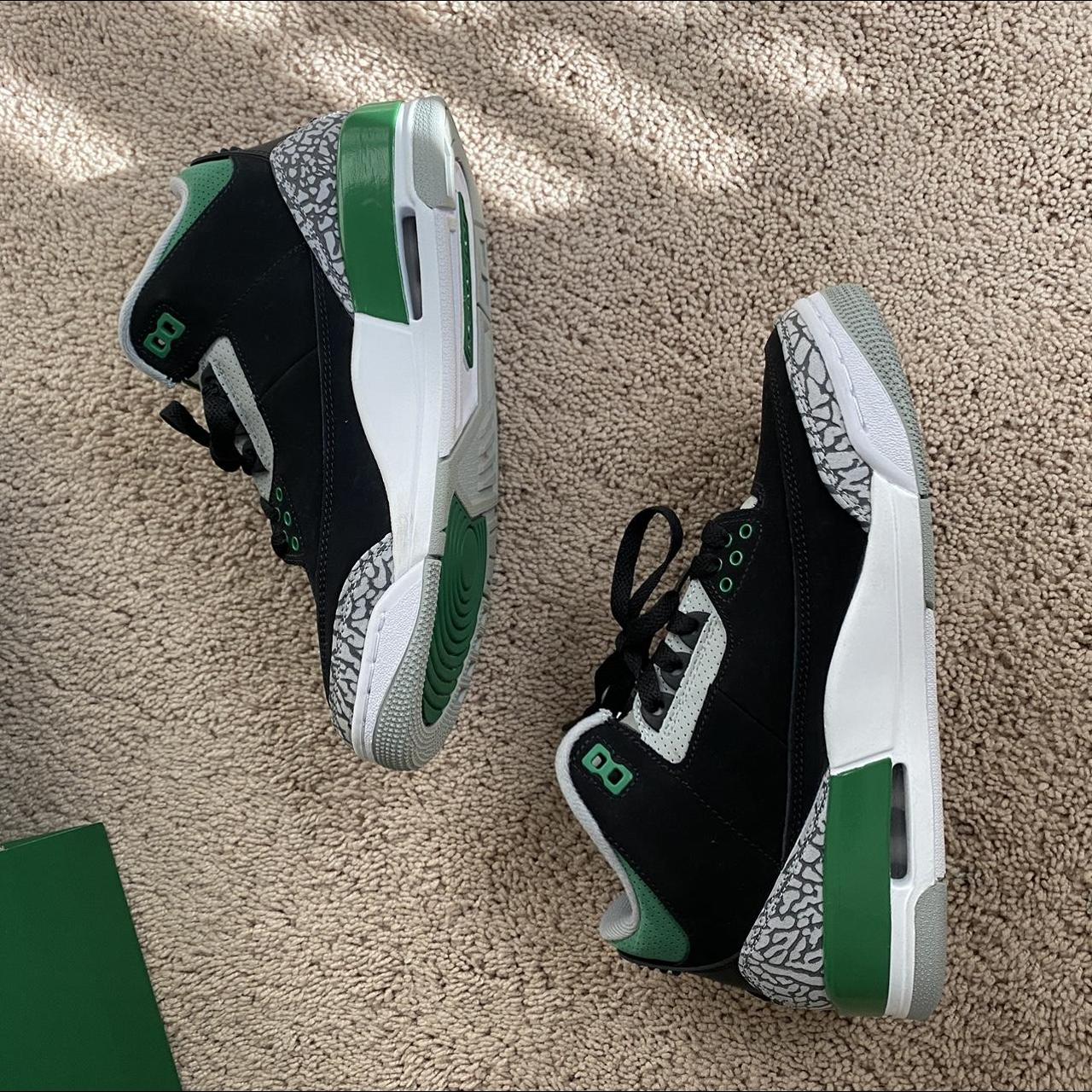 Slightly Worn Pine Green Jordan 3 s Worn 2 3. Depop