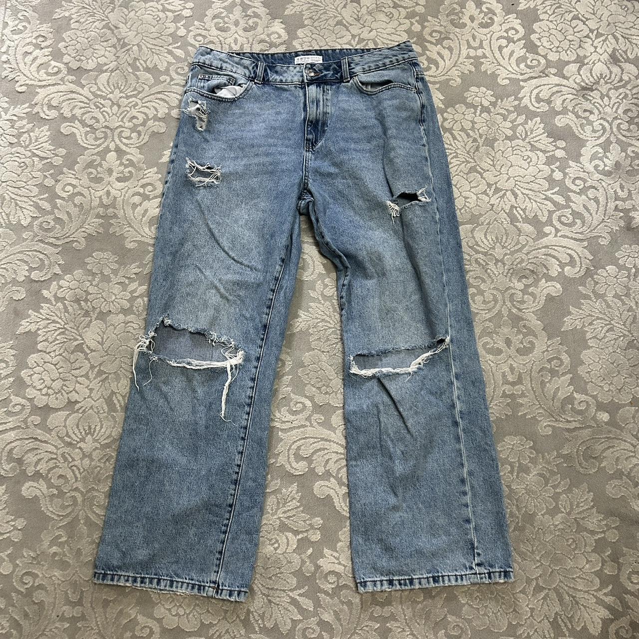 Primark Women's Distressed Jeans Blue 14 – High waisted blue