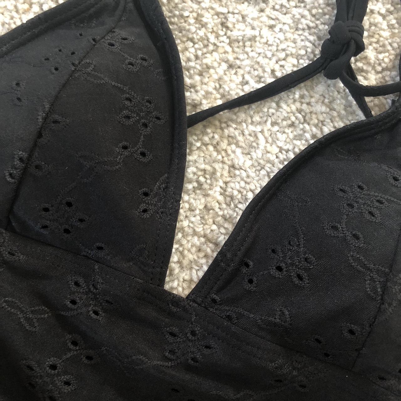 Black tie one piece swimsuit with flowers printed,... - Depop