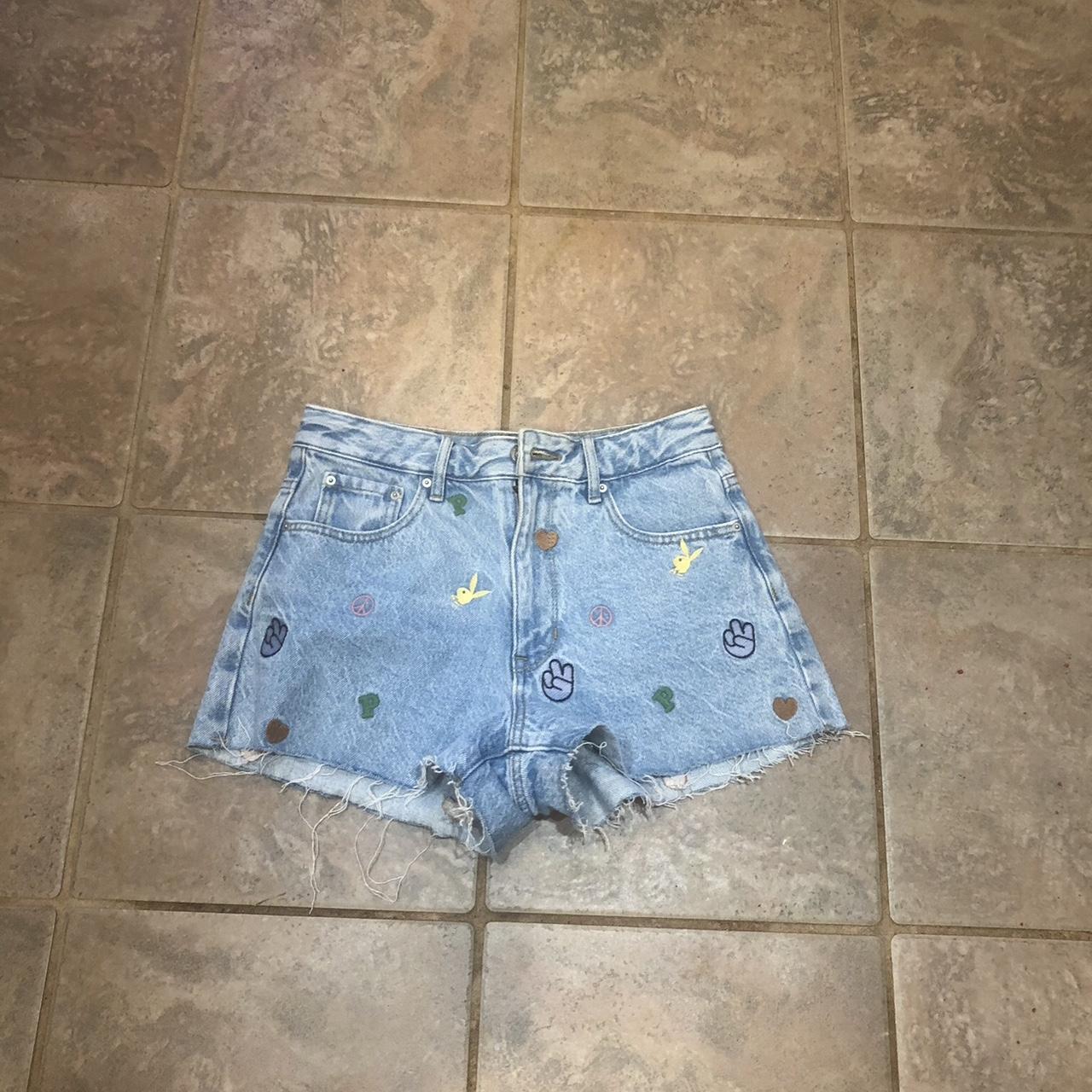 Playboy By PacSun Bunny Love High Waisted Denim Festival Shorts