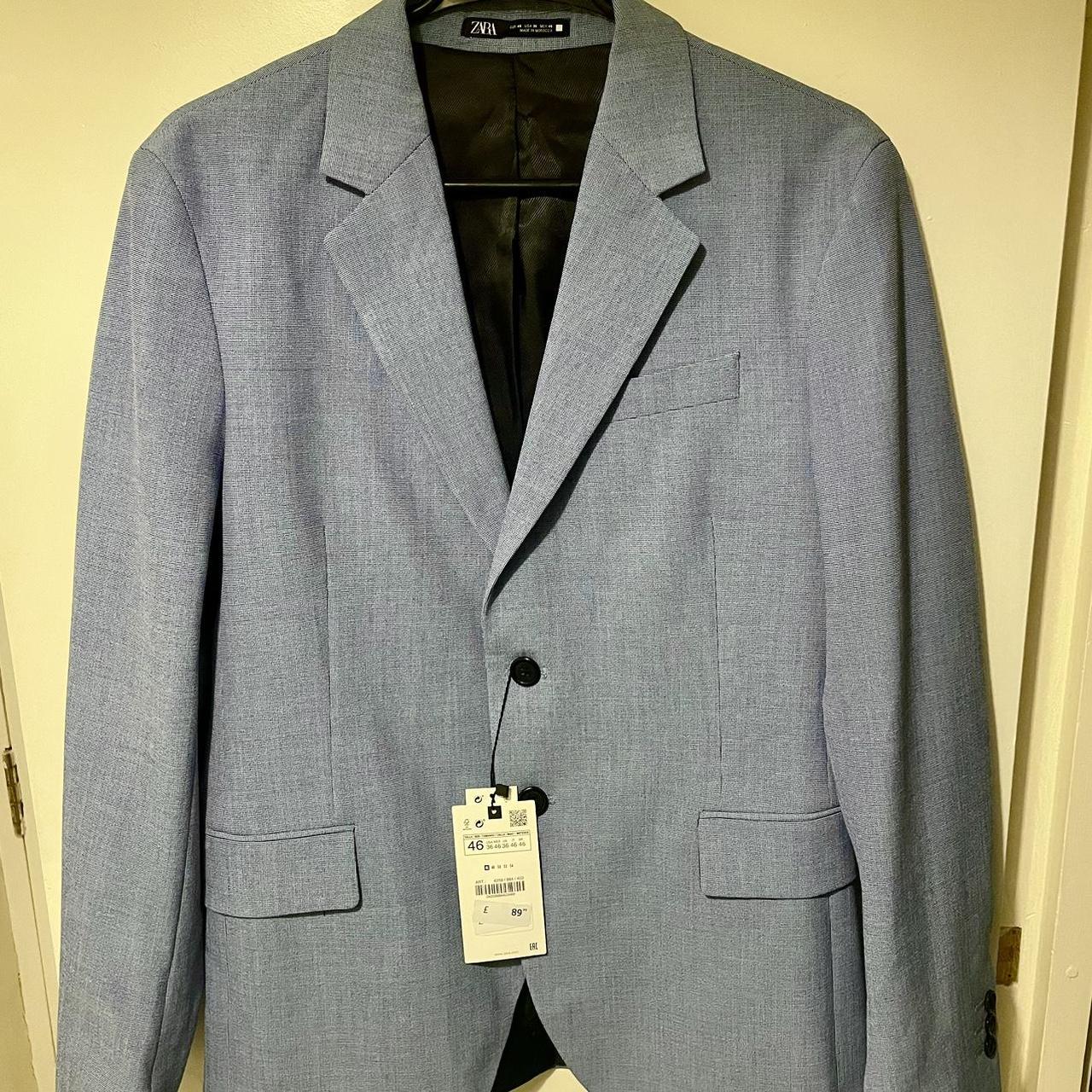 ZARA MAN light blue suit blazer Size 36 chest -... - Depop