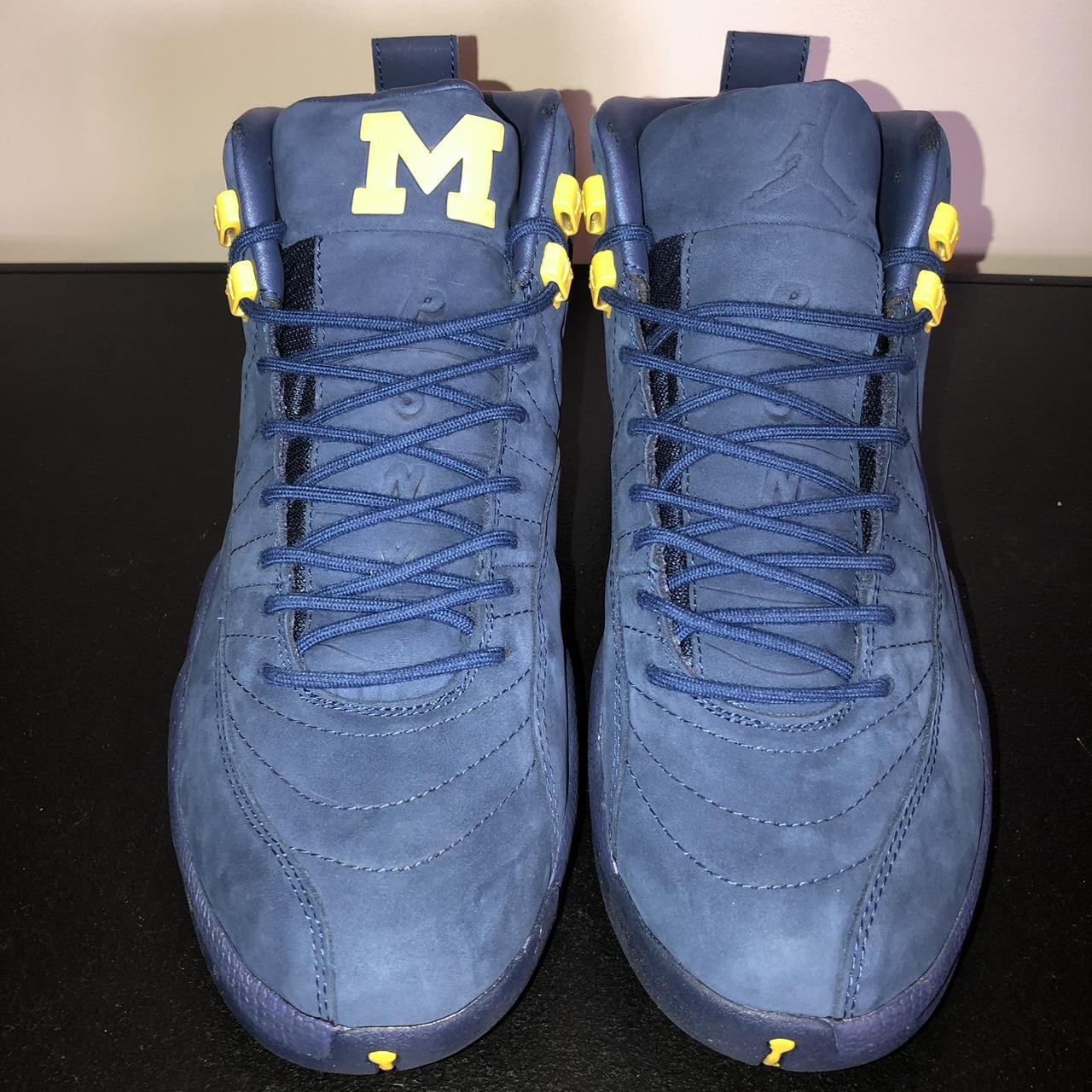 Jordan 12 navy blue and yellow hotsell