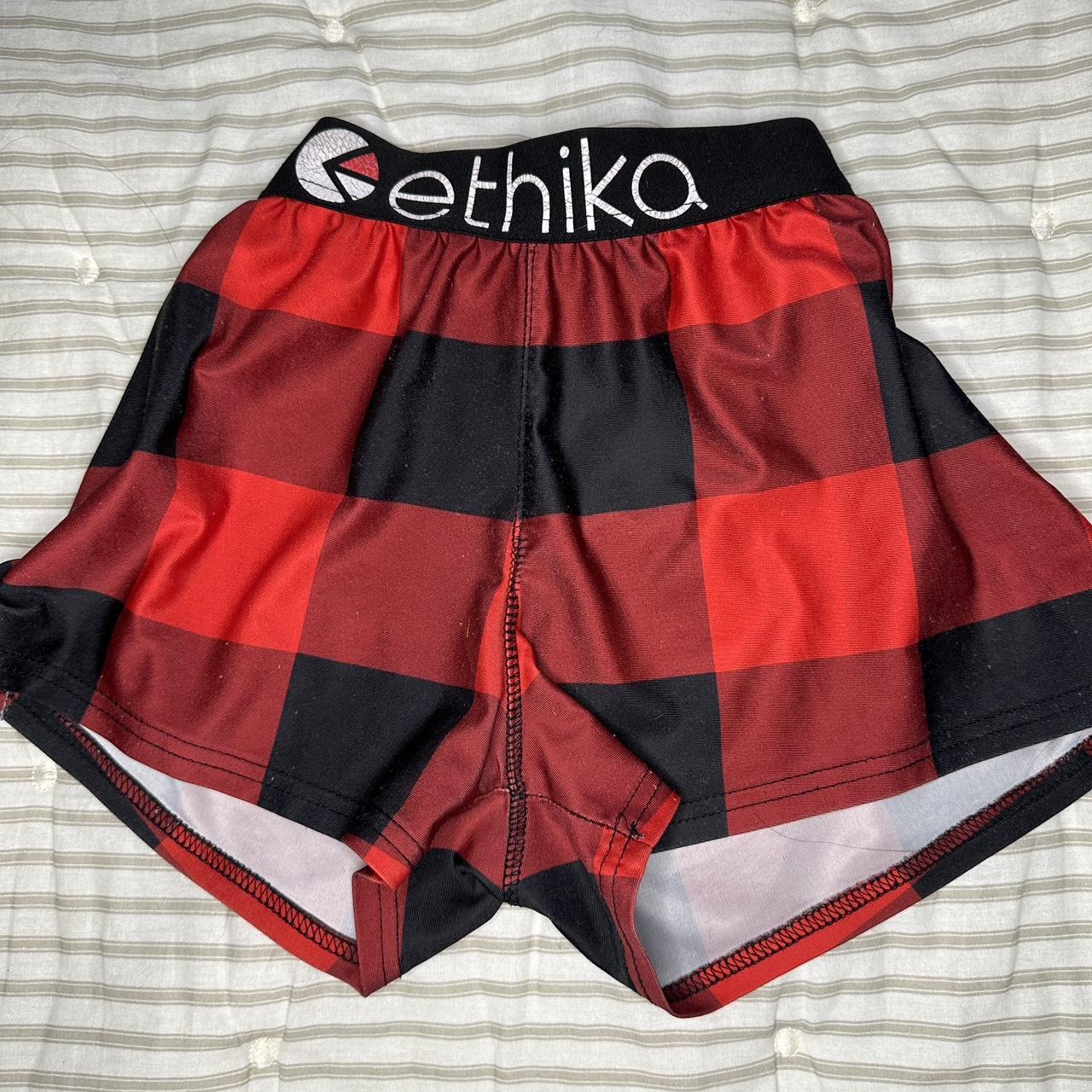 Ethika Women's Red and Black Shorts Depop